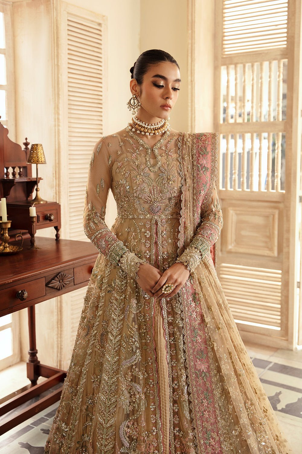 Soraya Irina Embroidered Net Party Wear Suit - Four-Sided Embroidered Dupatta & Pallu Border | IQNAZ