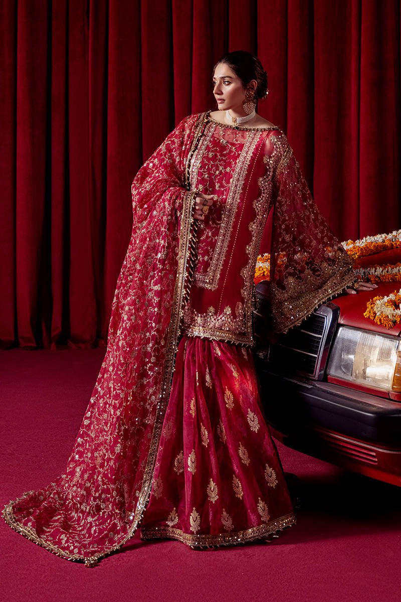 Republic Womens Wear Ela Hand Embellished Organza Party Wear Gharara – Model Front View Republic Womens Wear Ela Hand Embellished Organza Party Wear Gharara - Model Front Look | Pakistani Designer Replica Wholesale | IQNAZ
