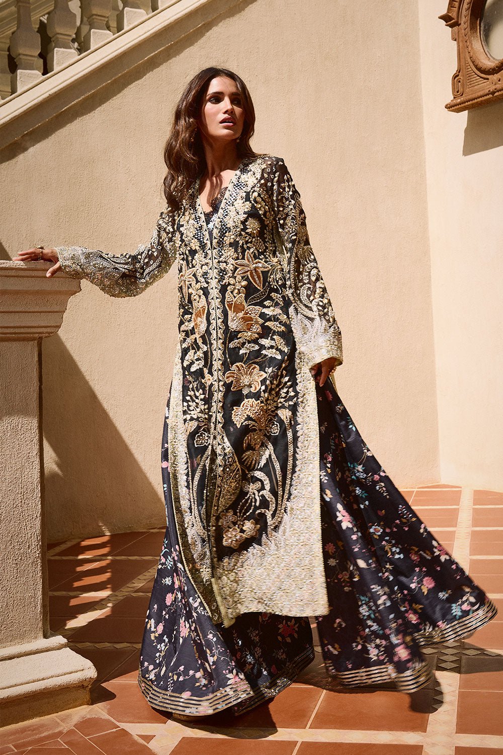 Soraya Stella Embroidered Organza Party Wear Suit - Four-Sided Embroidered Dupatta & Pallu Border | IQNAZ