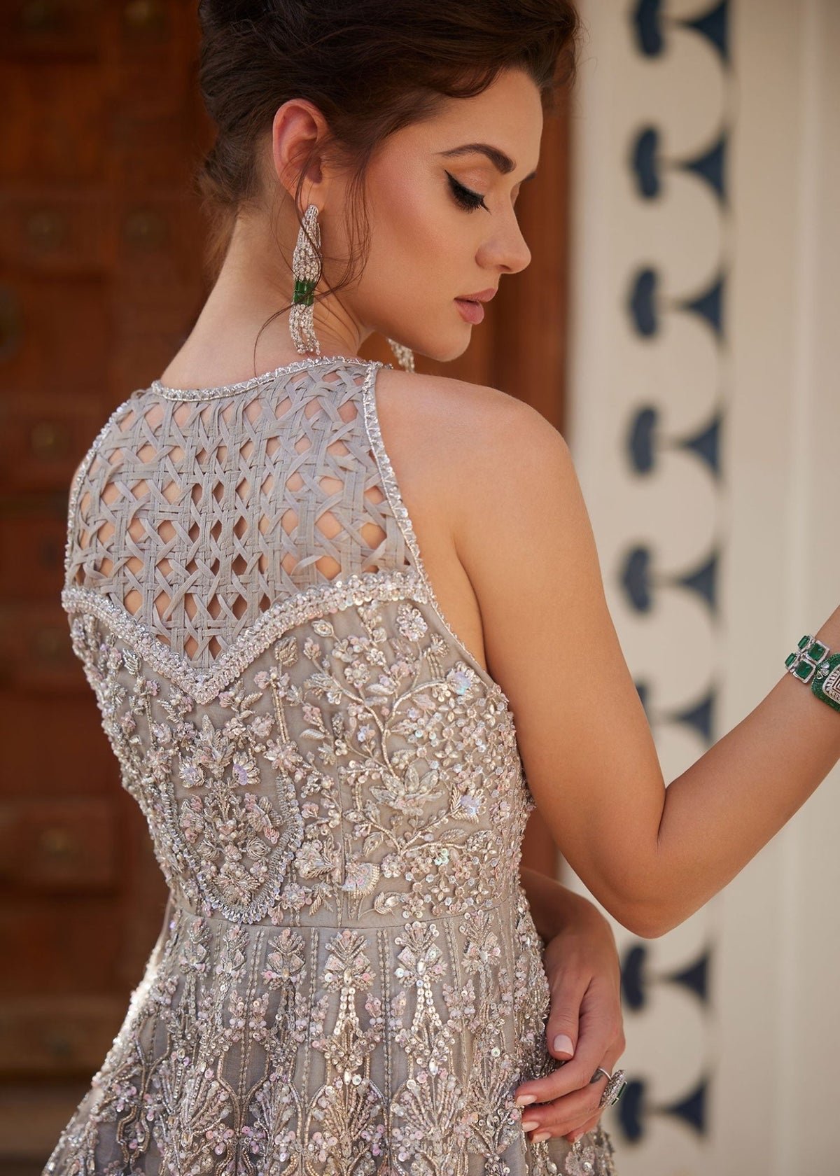 Kanwal Malik Hand Embellished Organza Party Wear Suit - Matching Bottom & Trouser Fabric Details | IQNAZ