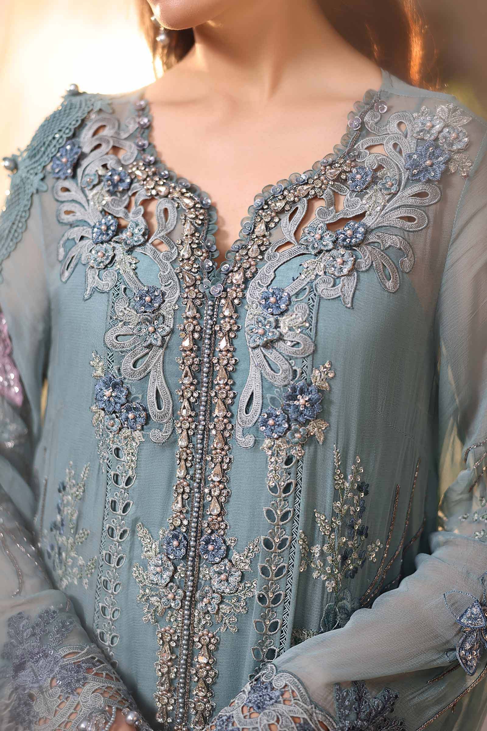 Maria B Embroidered Chiffon Party Wear Suit – Photoshoot Angle 6 Maria B Embroidered Chiffon Party Wear Suit - Designer Photoshoot Gallery Angle 6 | IQNAZ Couture