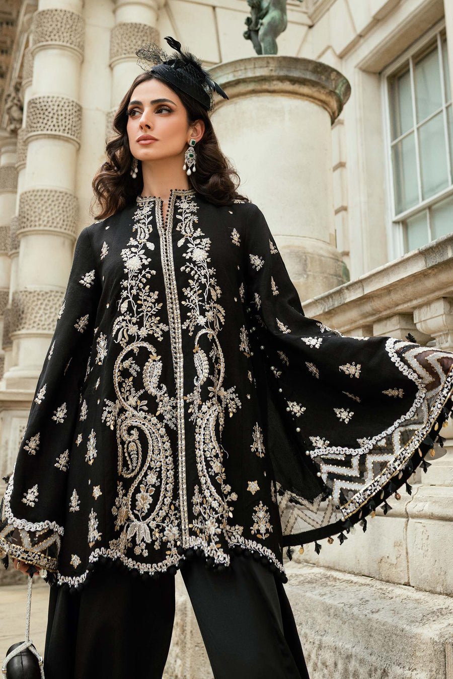 Maria B Embroidered Silk Party Wear Suit - Designer Photoshoot Gallery Angle 7 | IQNAZ Couture