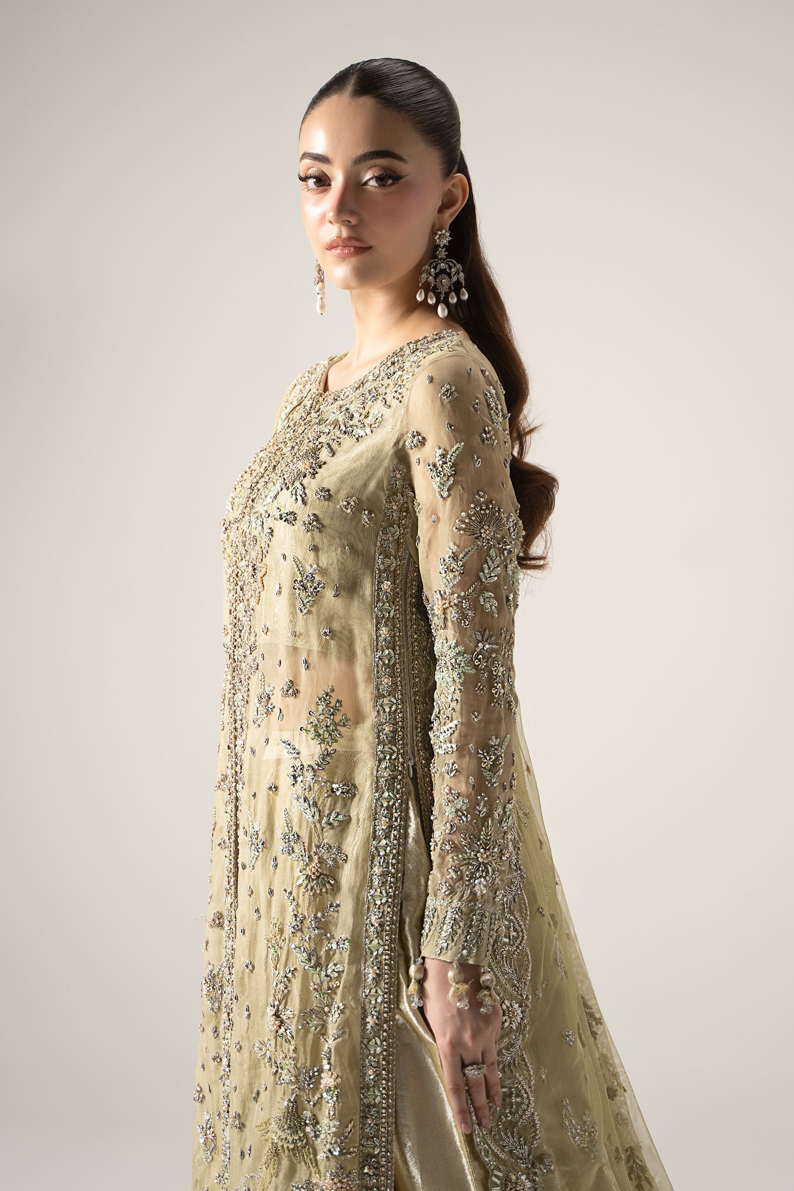 Maria B Embroidered Organza Party Wear Suit – Photoshoot Angle 6 Maria B Embroidered Organza Party Wear Suit - Designer Photoshoot Gallery Angle 6 | IQNAZ Couture