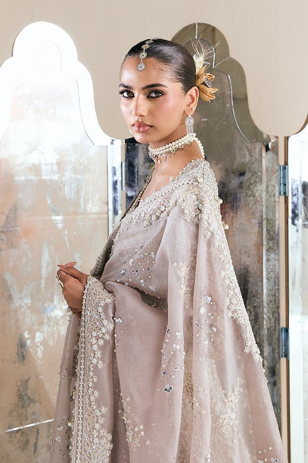 Suffuse Iris Couture Ayat Hand Embellished Organza Party Wear Suit - Four-Sided Embroidered Dupatta & Pallu Border | IQNAZ