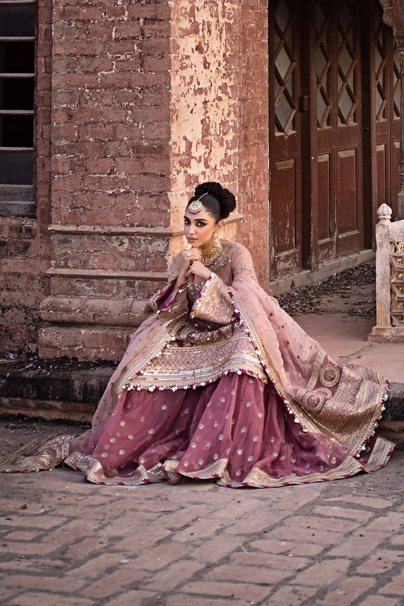 Mohsin Naveed Ranjha Aarzoo Embroidered Organza Party Wear Suit - Close-Up Hand Embellishment Tilla & Pearl Work | IQNAZ