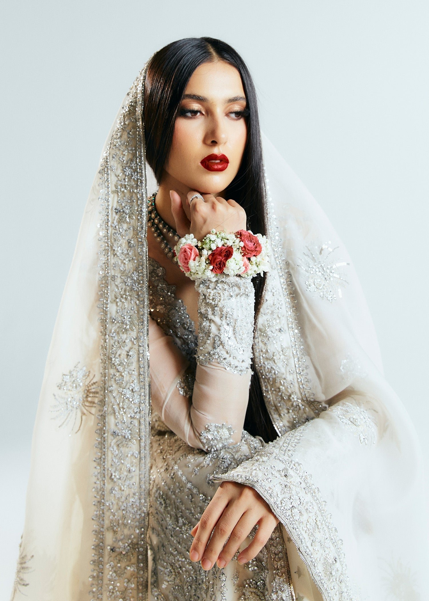 Hussain Rehar Seraph Embroidered Organza Party Wear Suit - Matching Bottom & Trouser Fabric Details | IQNAZ