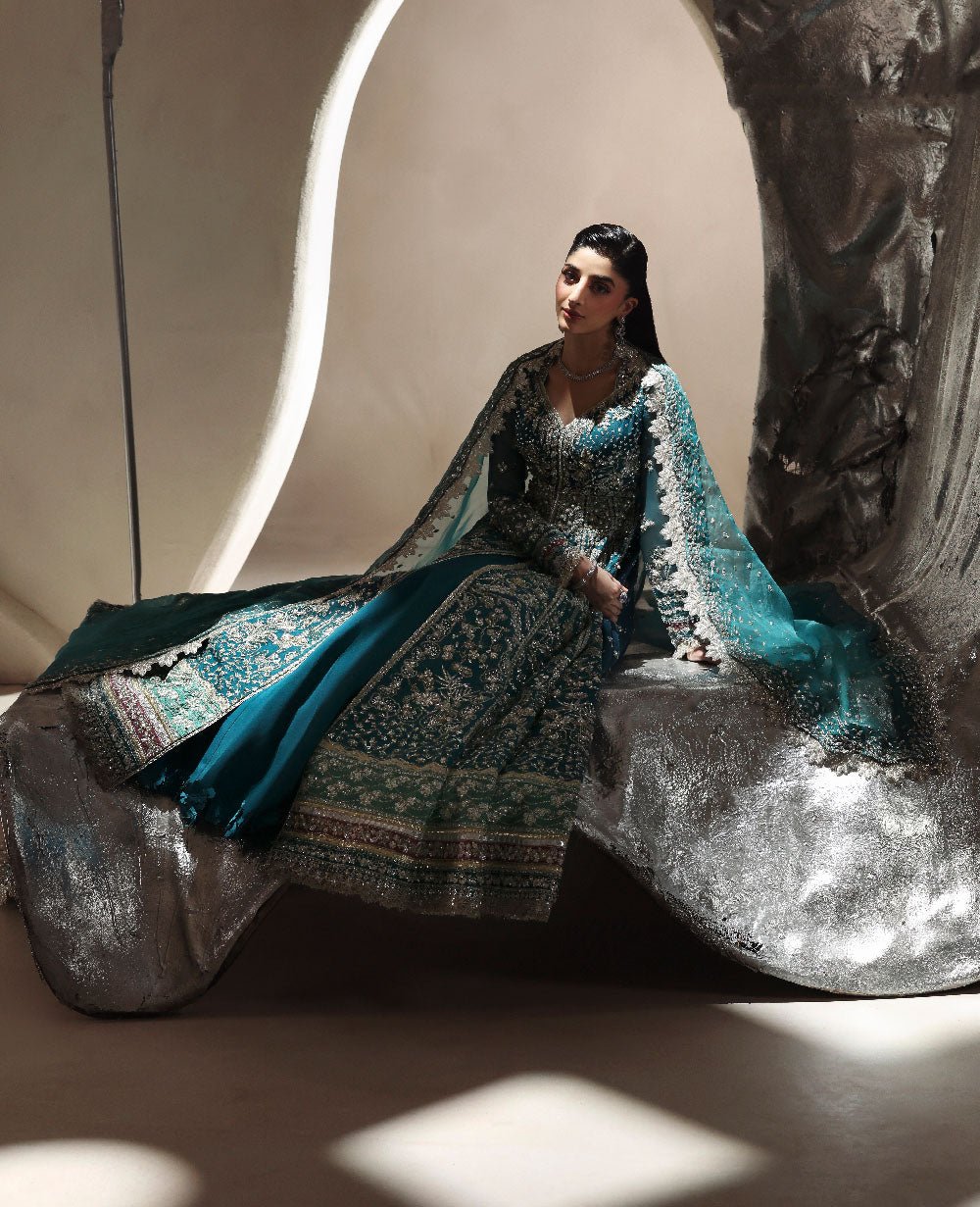 Republic Womens Wear Oriane Hand Embellished Net Bridal Maxi - Matching Bottom & Trouser Fabric Details | IQNAZ
