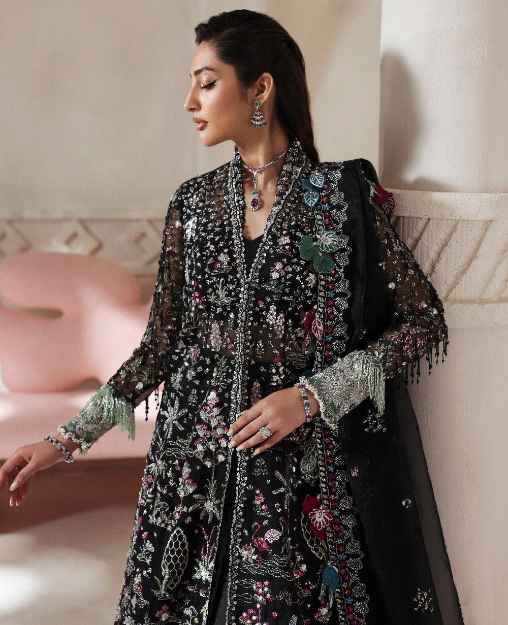 Republic Womens Wear Auriane Embroidered Organza Party Wear Suit – Photoshoot Angle 6 Republic Womens Wear Auriane Embroidered Organza Party Wear Suit - Designer Photoshoot Gallery Angle 6 | IQNAZ Couture