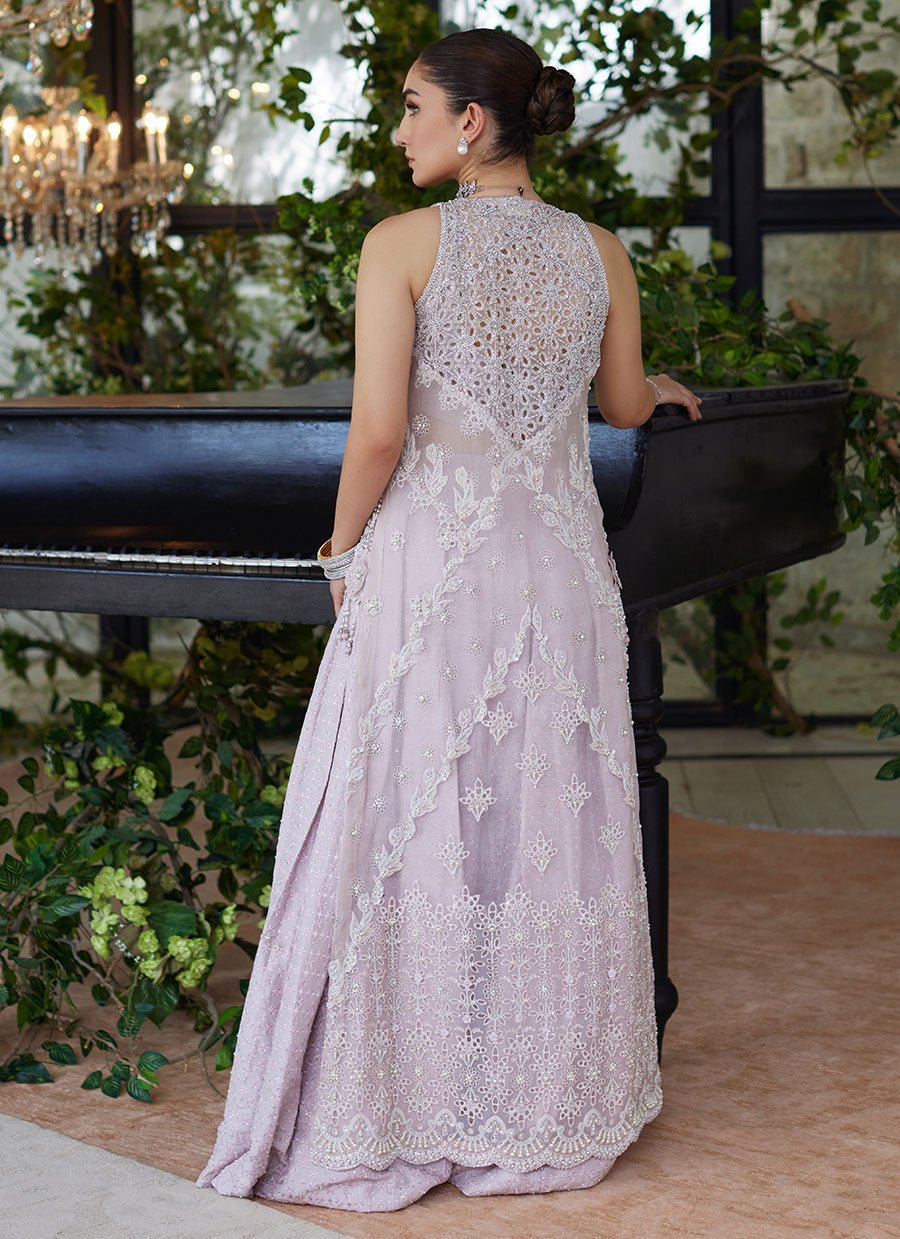 Farah Talib Aziz Hand Embellished Silk Party Wear Suit – Embroidery & Handwork Detail Farah Talib Aziz Hand Embellished Silk Party Wear Suit - Close-Up Hand Embellishment Tilla & Pearl Work | IQNAZ