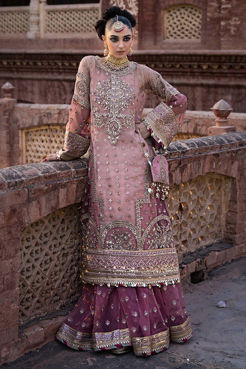 Mohsin Naveed Ranjha Aarzoo Embroidered Organza Party Wear Suit - Designer Photoshoot Gallery Angle 8 | IQNAZ Couture