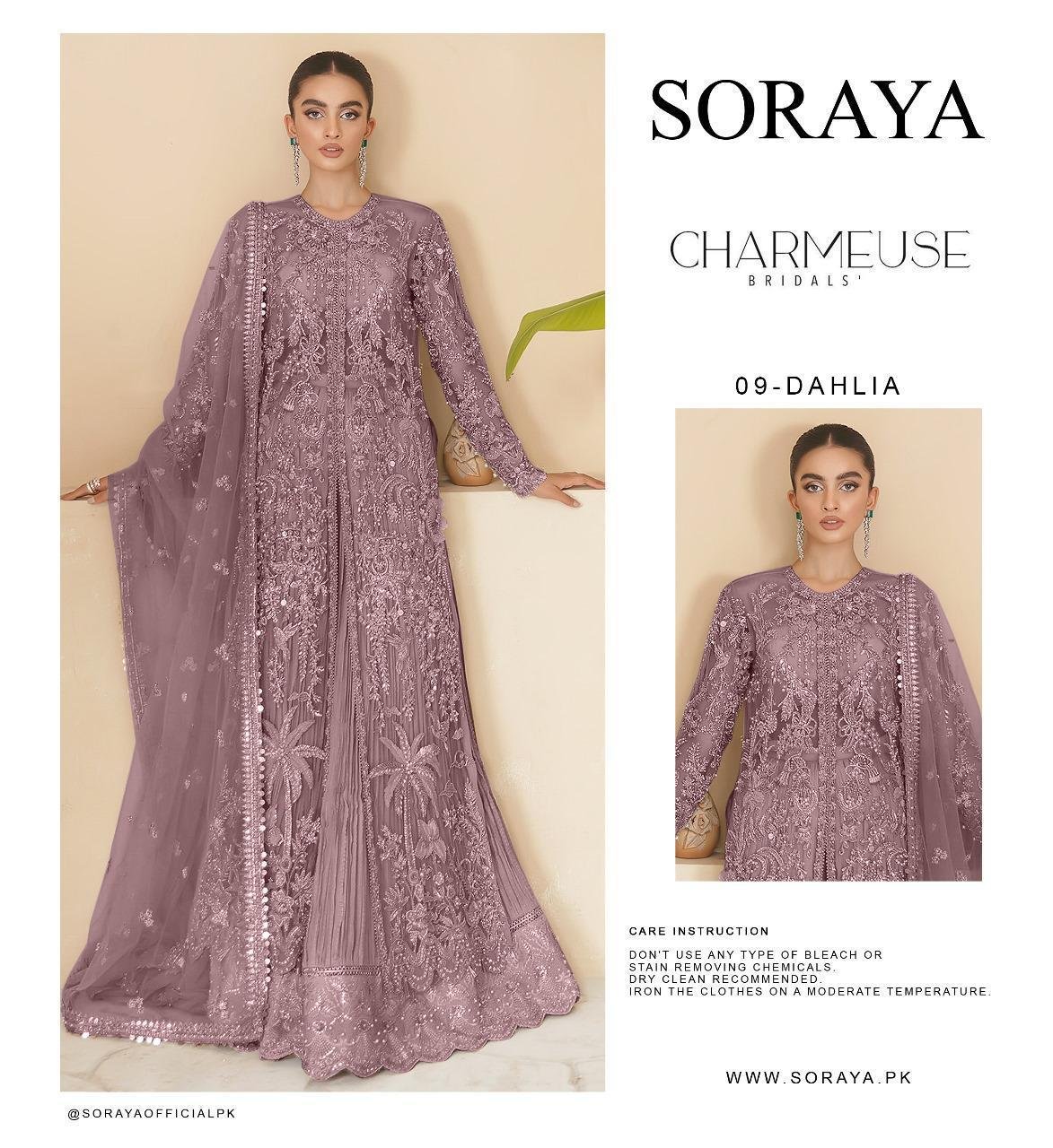 Soraya Dhalia Different Embroidered Organza Party Wear Suit - Four-Sided Embroidered Dupatta & Pallu Border | IQNAZ