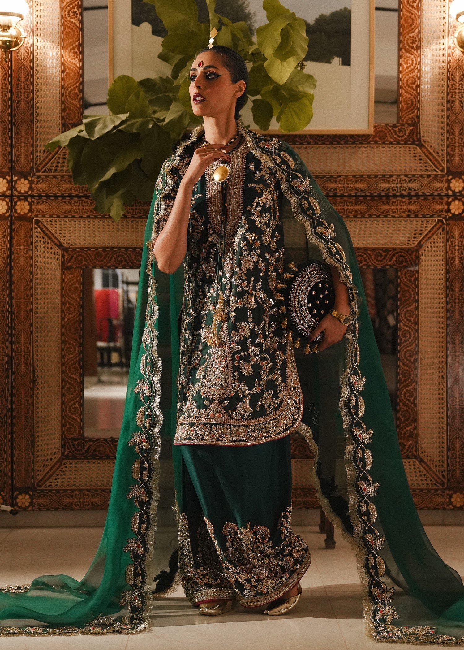 Hussain Rehar Mayle Embroidered Organza Party Wear Suit - Designer Photoshoot Gallery Angle 7 | IQNAZ Couture