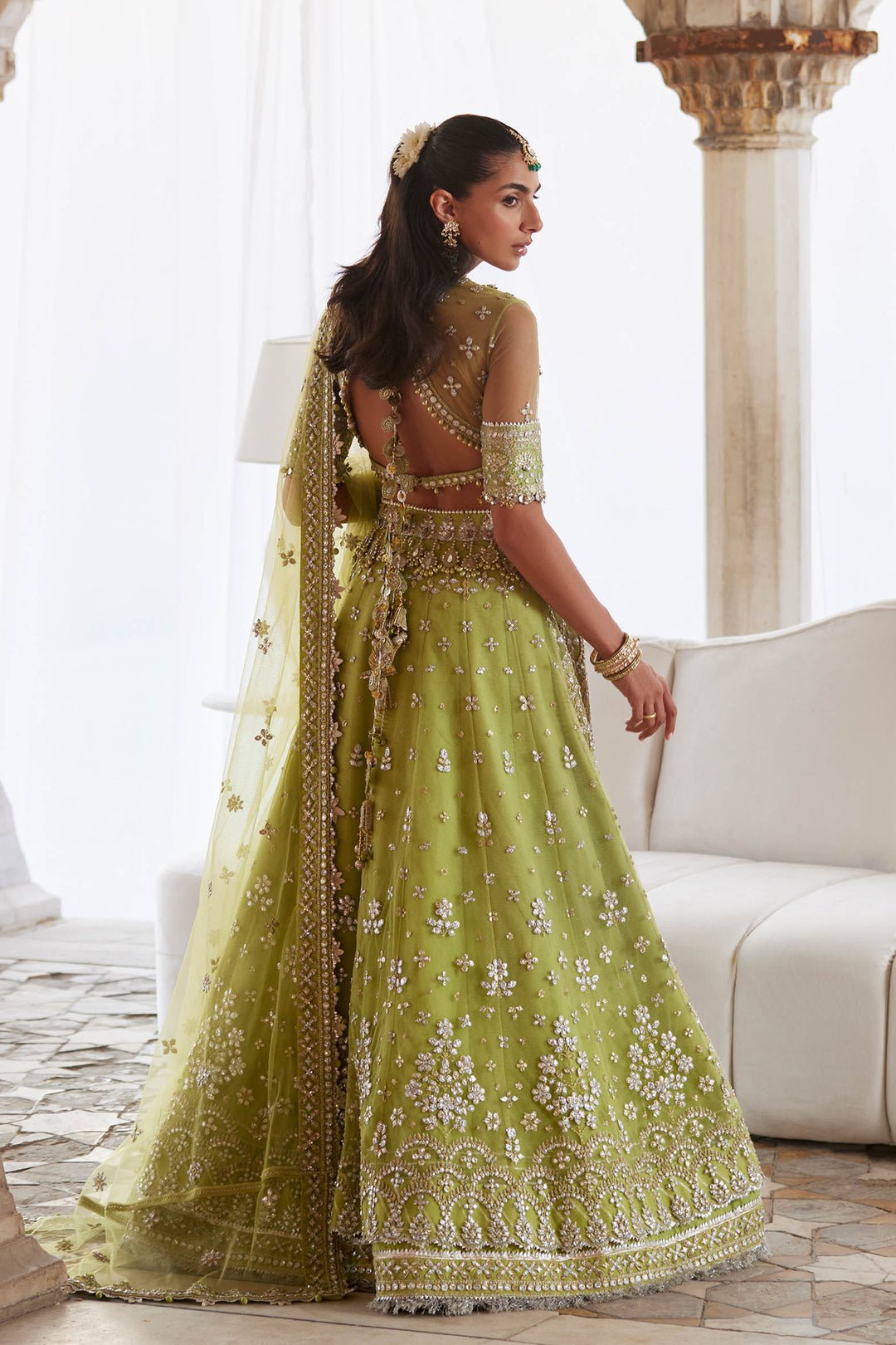 Zaha Noore Sitara Embroidered Organza Party Wear Suit - Designer Photoshoot Gallery Angle 8 | IQNAZ Couture