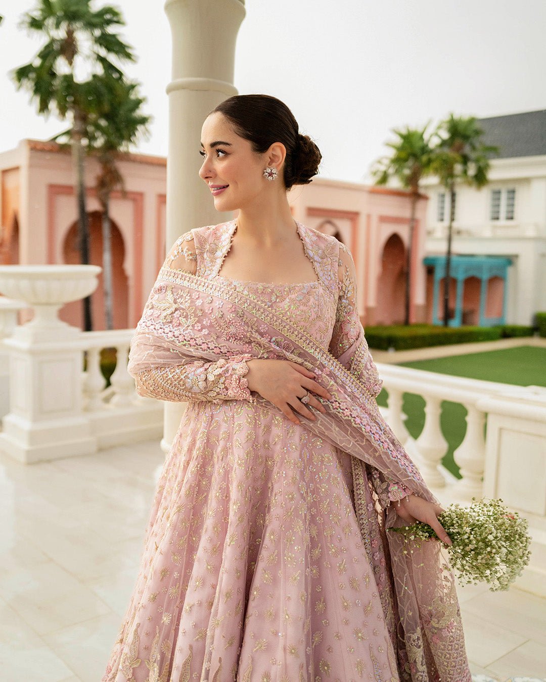 Faiza Saqlain Hand Embellished Silk Party Wear Suit – Embroidery & Handwork Detail Faiza Saqlain Hand Embellished Silk Party Wear Suit - Close-Up Hand Embellishment Tilla & Pearl Work | IQNAZ