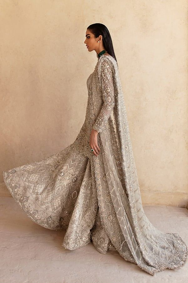 Soraya Opulent Hand Embellished Net Bridal Maxi - Four-Sided Embroidered Dupatta & Pallu Border | IQNAZ