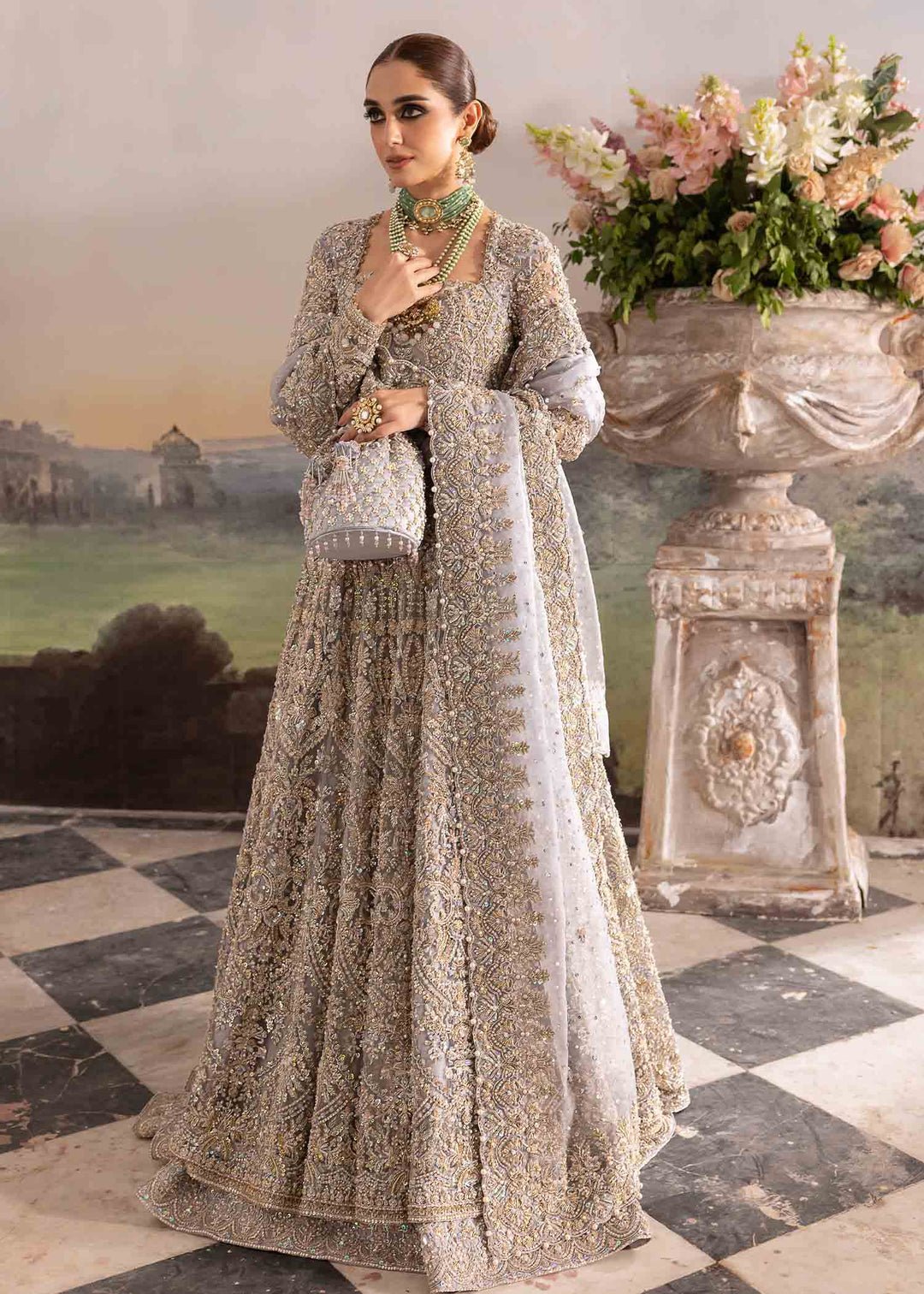 Kanwal Malik Hand Embellished Organza Party Wear Suit - Embroidered Back & Daman Silhouette Detailing | IQNAZ