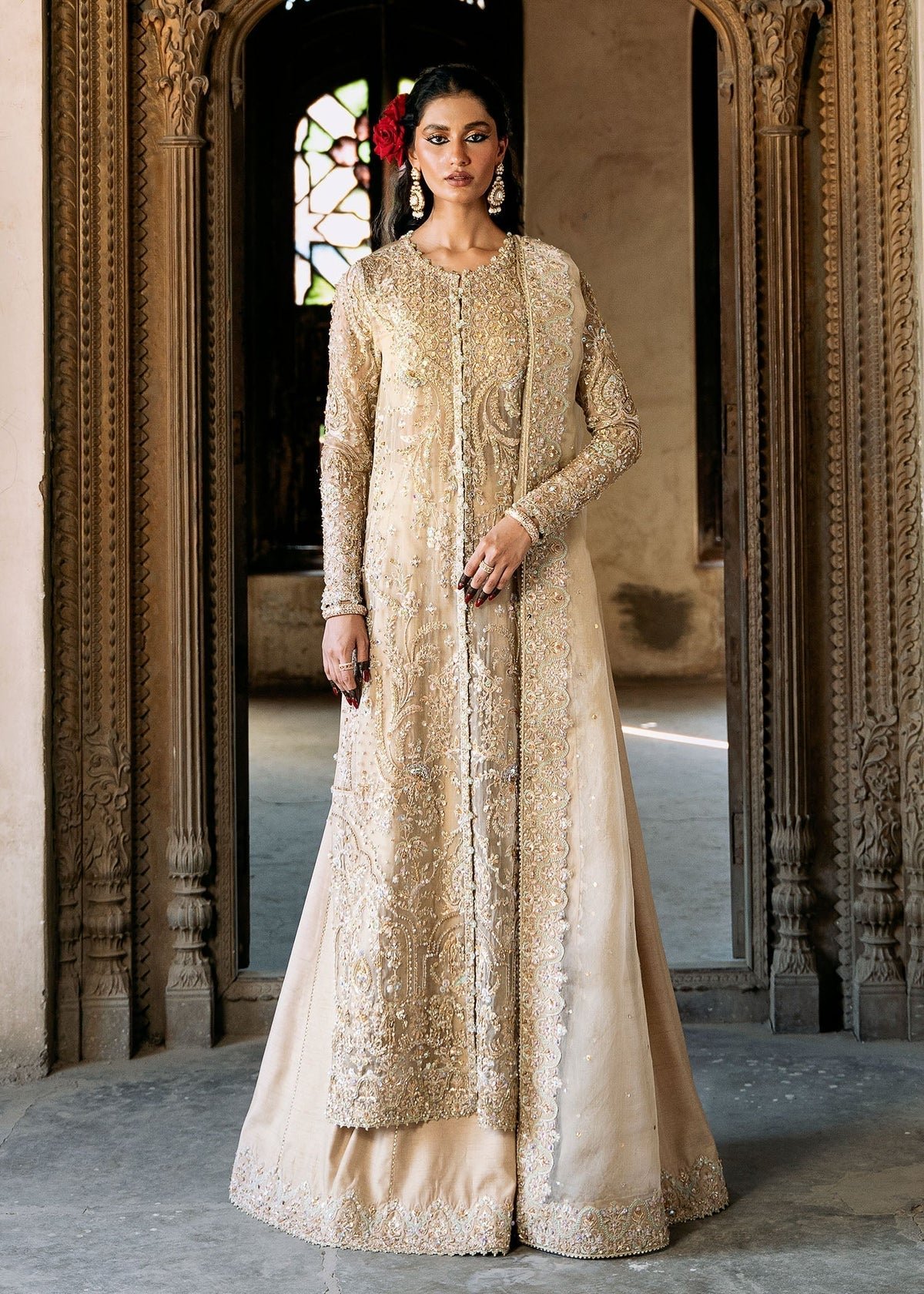Kanwal Malik Embroidered Organza Party Wear Suit - Close-Up Hand Embellishment Tilla & Pearl Work | IQNAZ