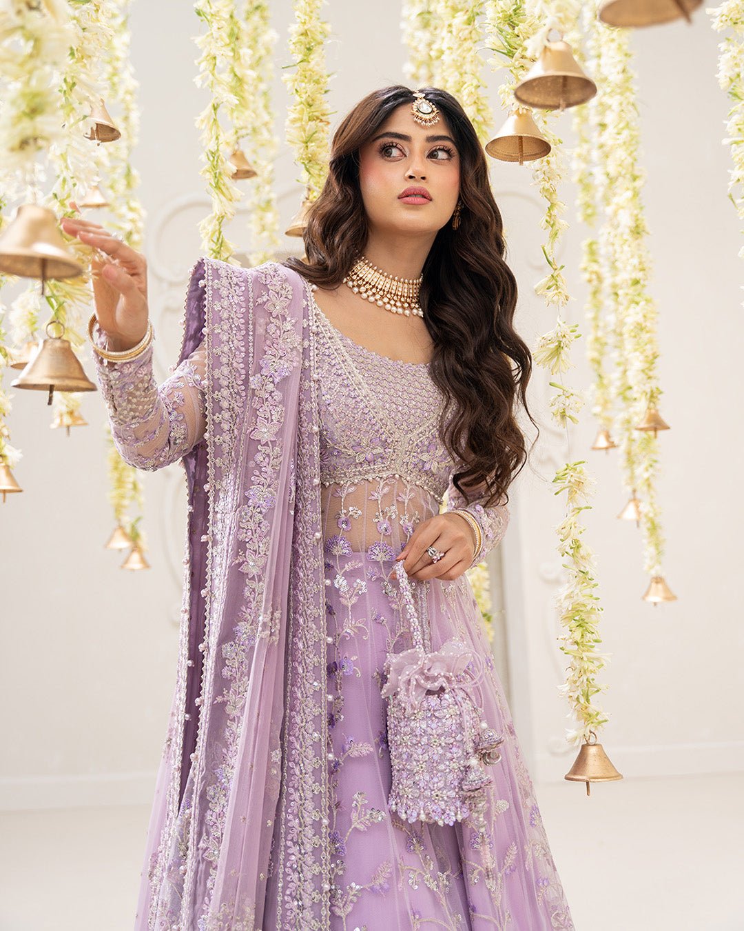 Faiza Saqlain Pinar Embroidered Chiffon Party Wear Suit - Four-Sided Embroidered Dupatta & Pallu Border | IQNAZ