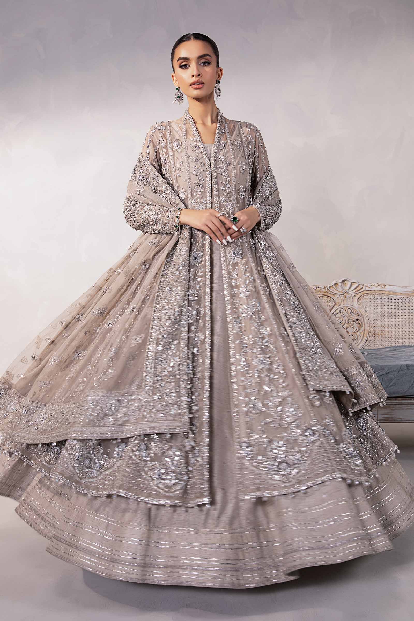Maria B Embroidered Organza Party Wear Suit – Photoshoot Angle 6 Maria B Embroidered Organza Party Wear Suit - Designer Photoshoot Gallery Angle 6 | IQNAZ Couture