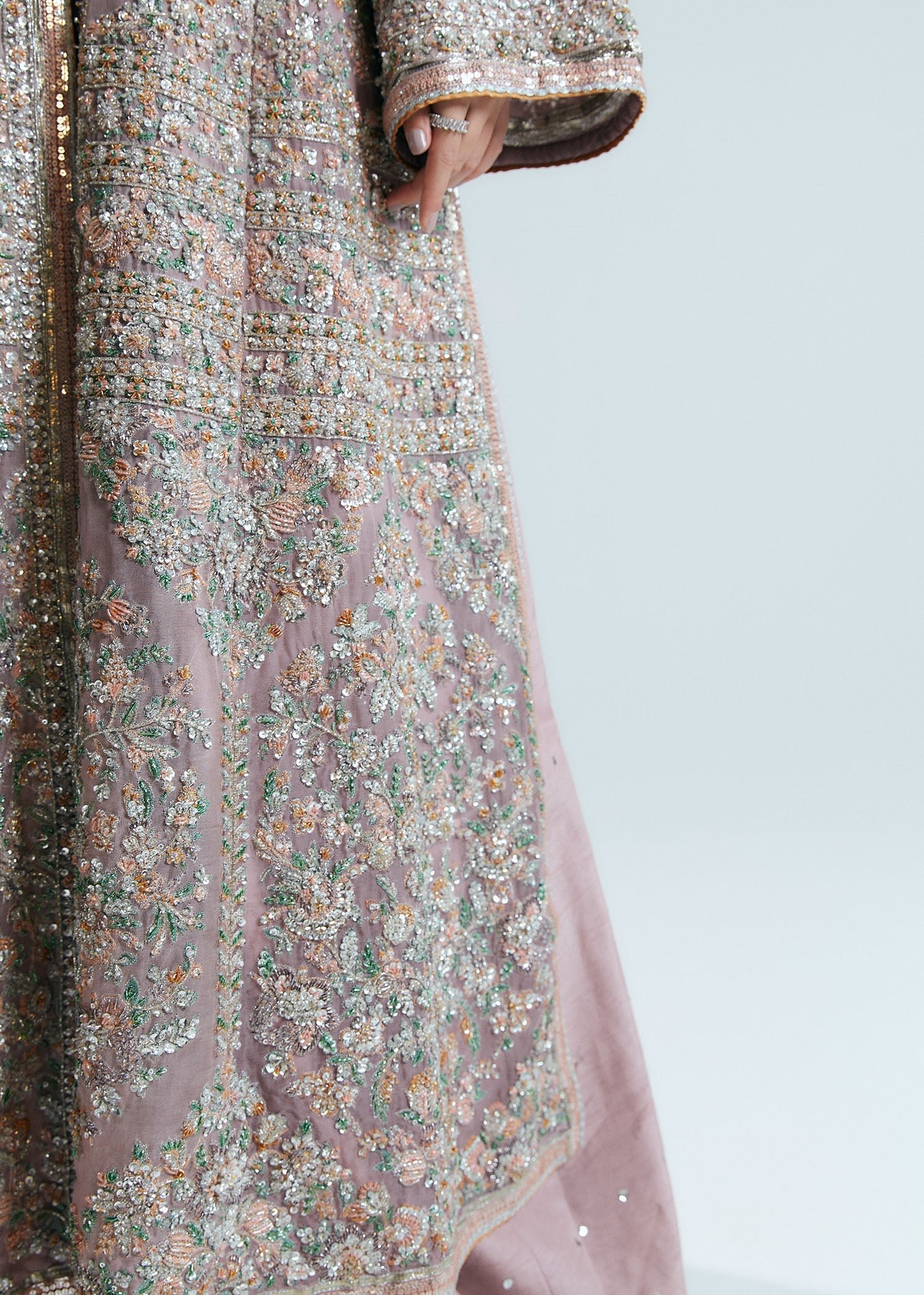 Faiza Saqlain Rosabelle Hand Embellished Organza Party Wear Suit - Four-Sided Embroidered Dupatta & Pallu Border | IQNAZ