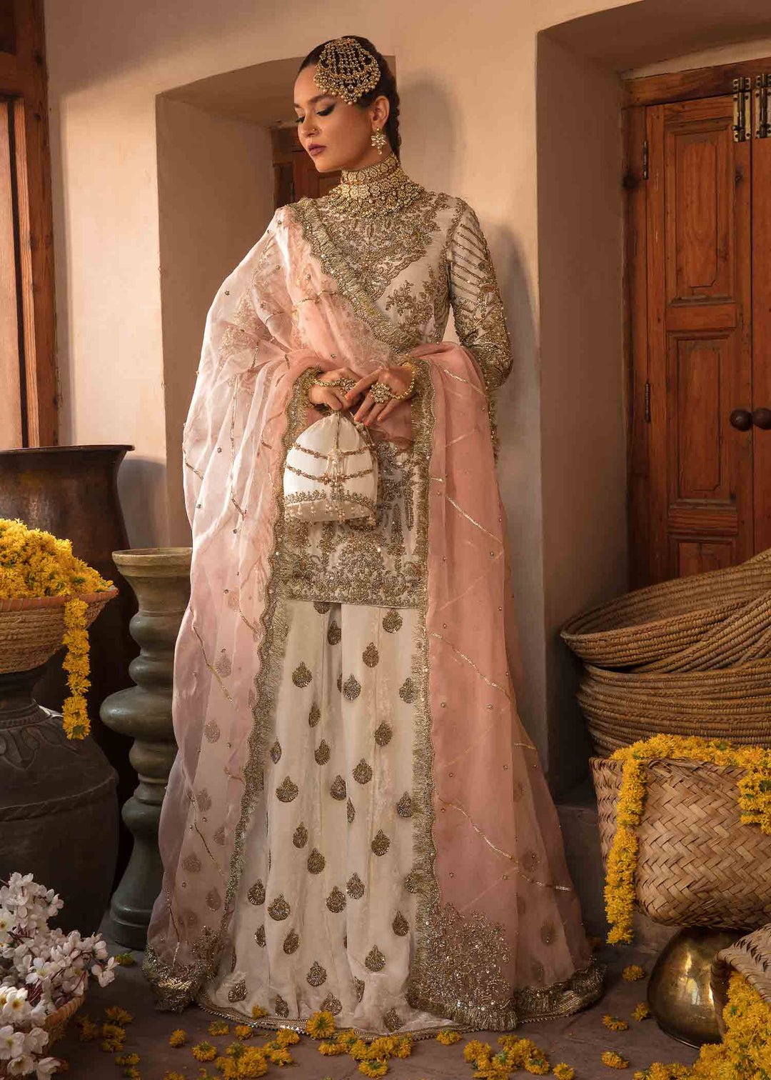 Kanwal Malik Nargis Hand Embellished Organza Formal Frock - Embroidered Back & Daman Silhouette Detailing | IQNAZ