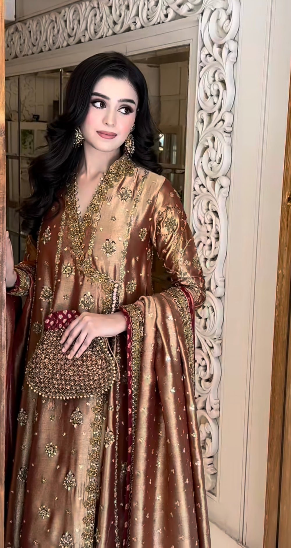 Haris Shakeel Hand Embellished Organza Party Wear Suit - Designer Photoshoot Gallery Angle 9 | IQNAZ Couture