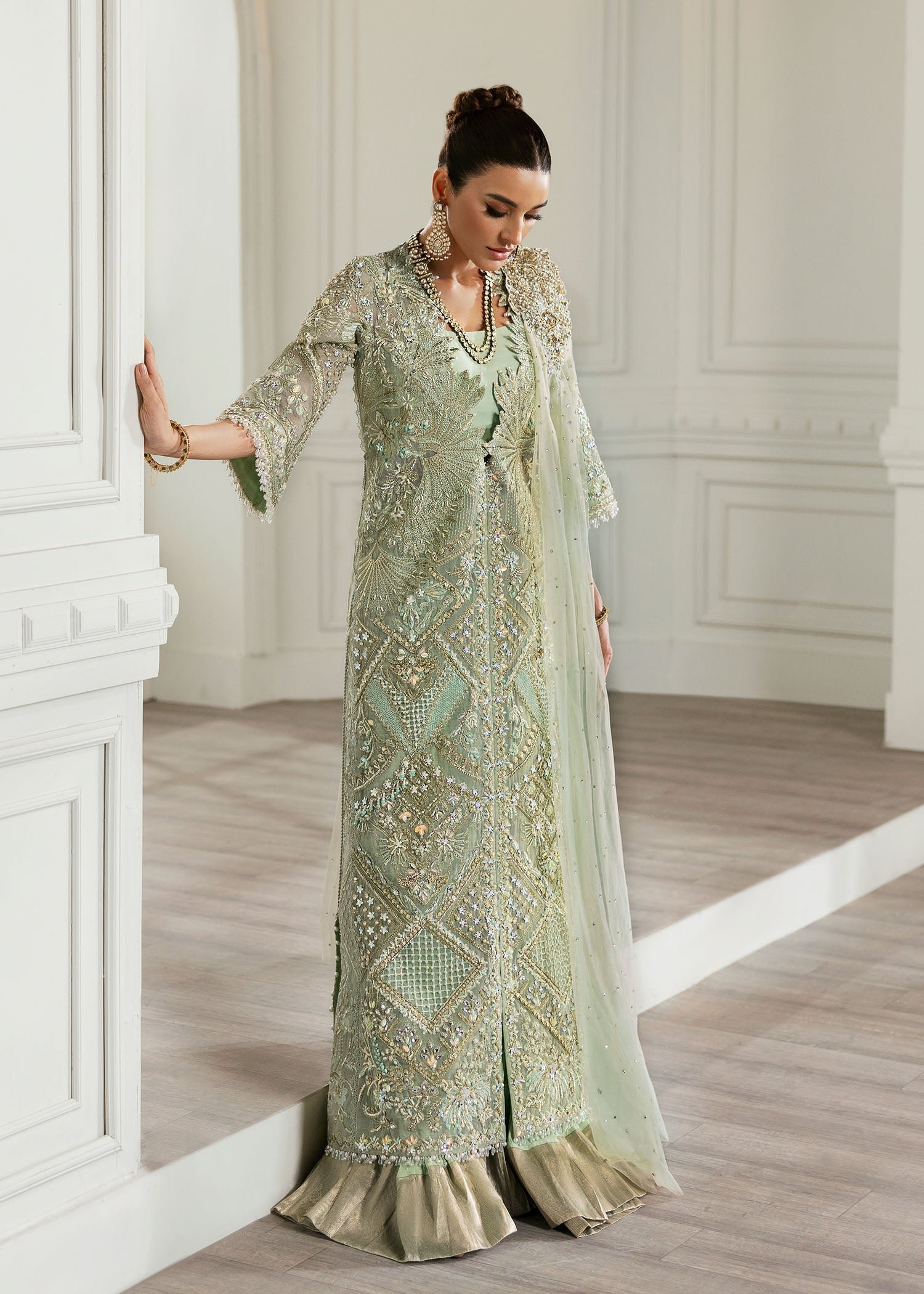 Republic Womens Wear Art Deco Embroidered Organza Party Wear Suit - Designer Photoshoot Gallery Angle 7 | IQNAZ Couture