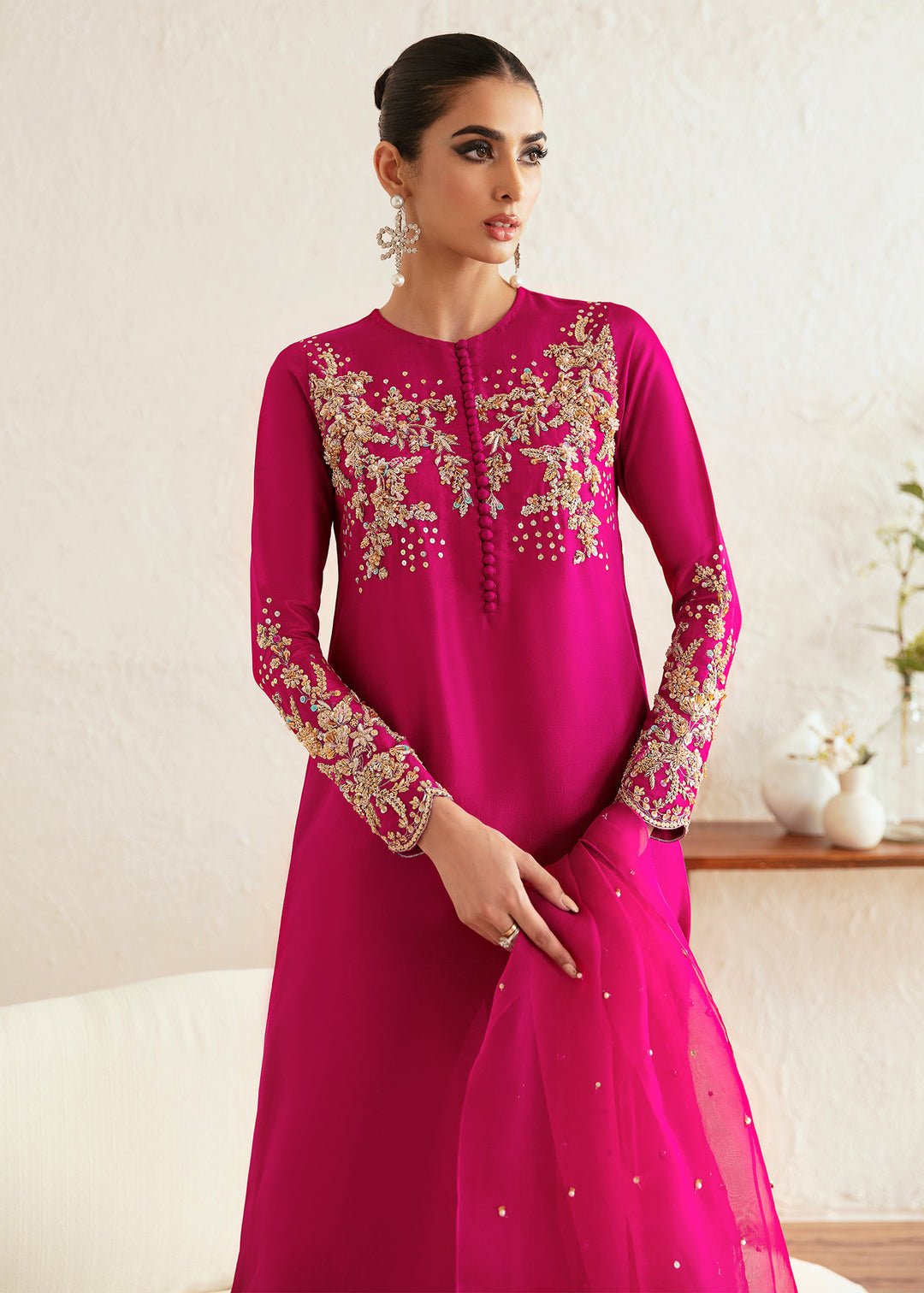 Kanwal Malik Myra Embroidered Organza Party Wear Suit - Embroidered Back & Daman Silhouette Detailing | IQNAZ