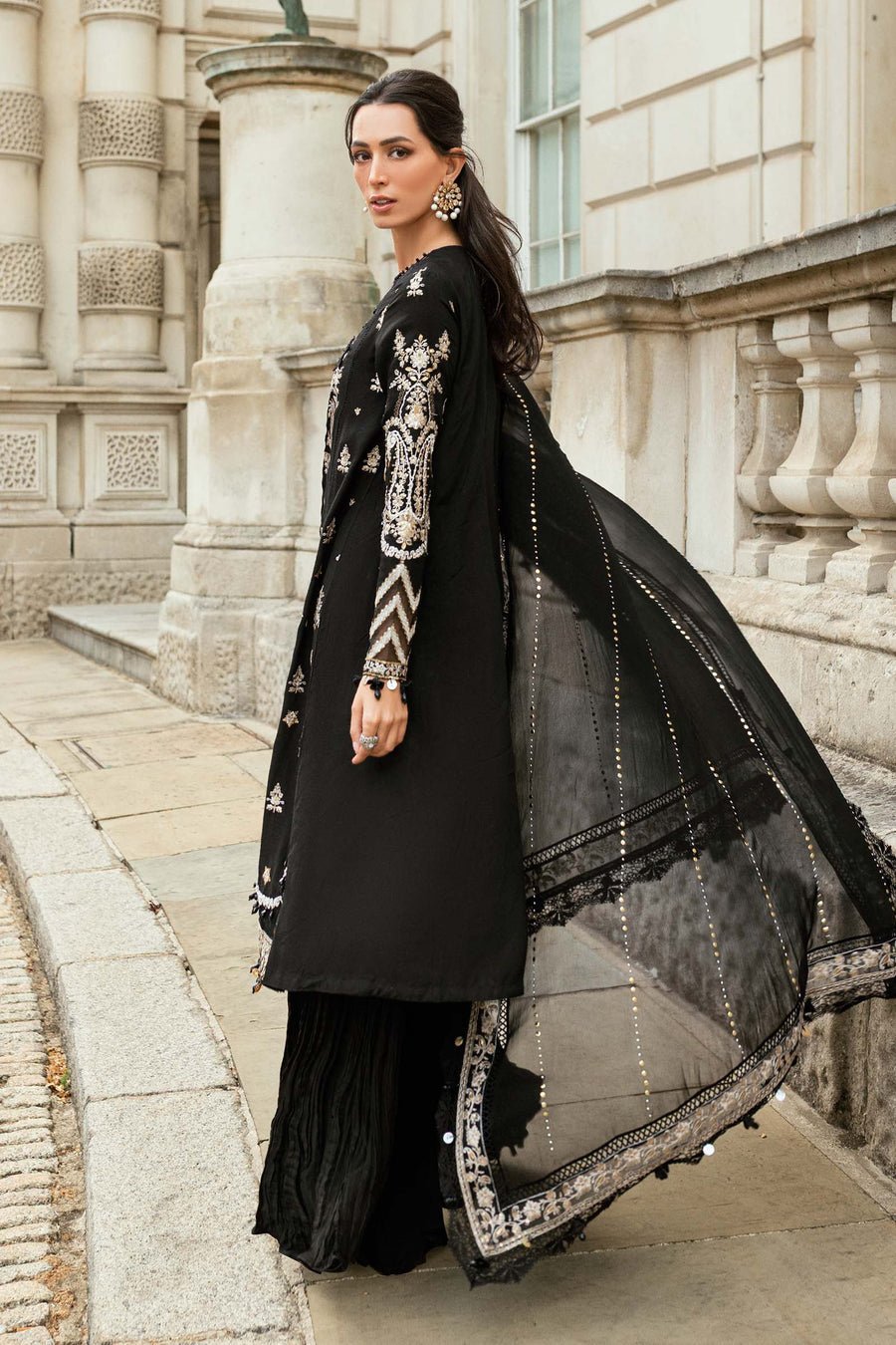 Maria B Embroidered Silk Party Wear Suit - Designer Photoshoot Gallery Angle 14 | IQNAZ Couture