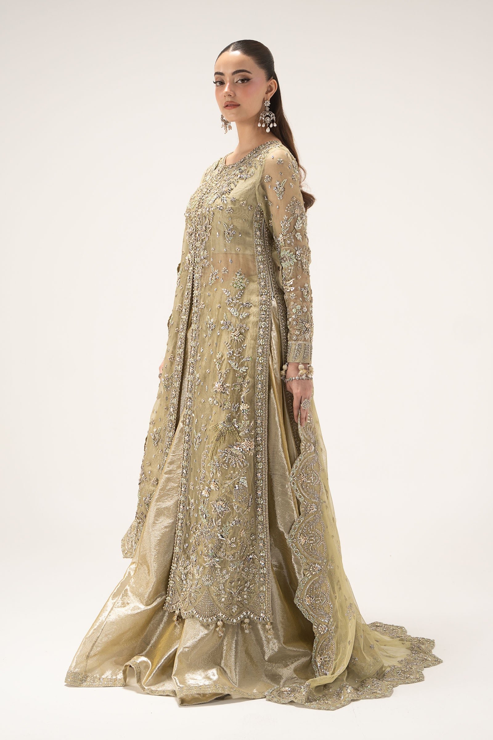 Maria B Embroidered Organza Party Wear Suit – Photoshoot Angle 7 Maria B Embroidered Organza Party Wear Suit - Designer Photoshoot Gallery Angle 7 | IQNAZ Couture