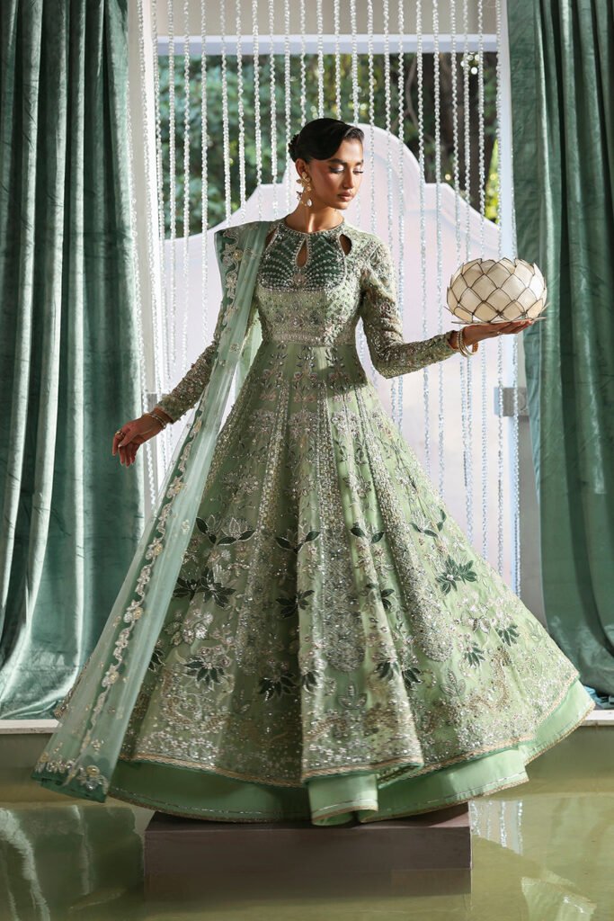 Soraya Lirien Hand Embellished Organza Party Wear Suit - Model Front Look | Pakistani Designer Replica Wholesale | IQNAZ