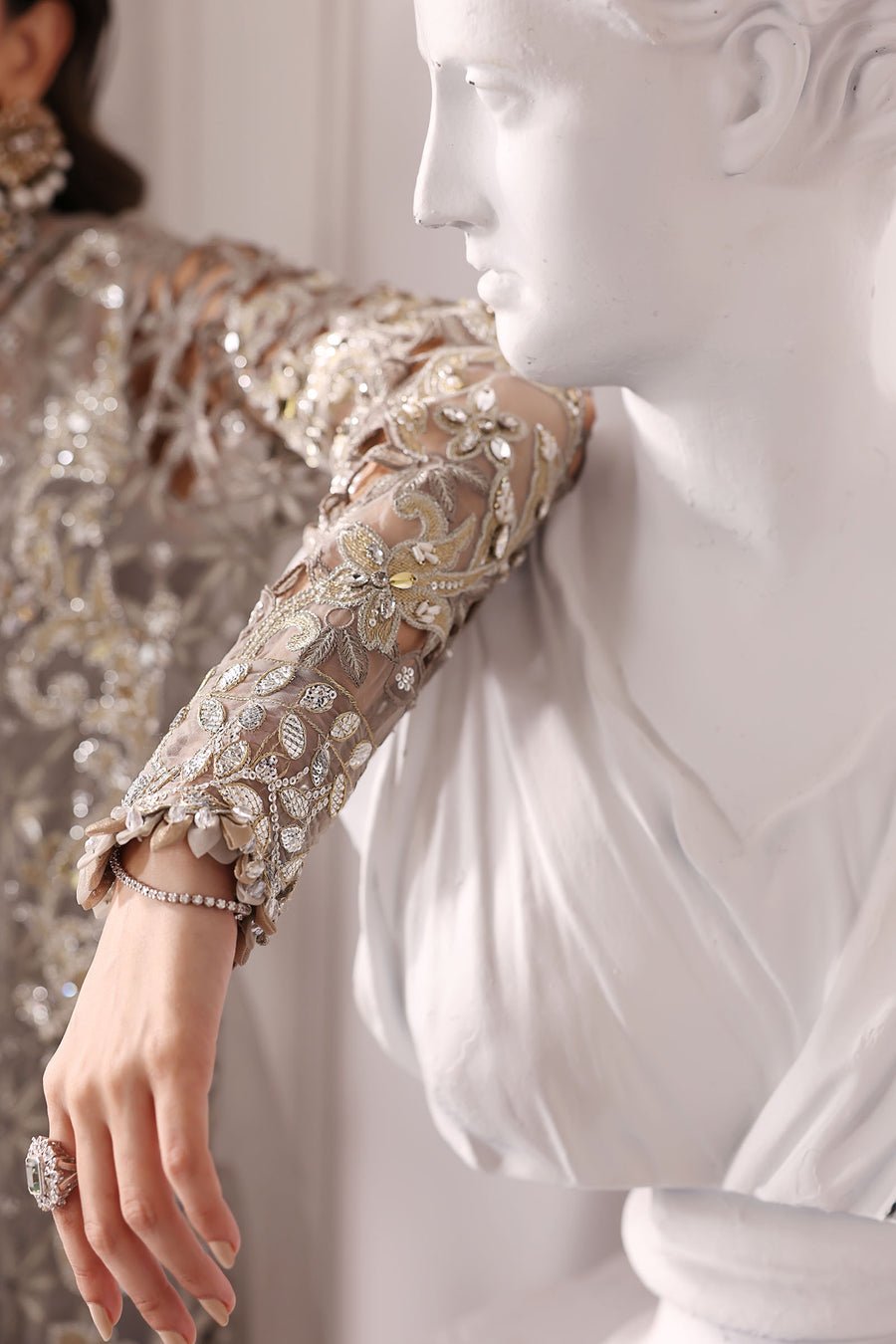 Maria B BD-3006 Hand Embellished Organza Party Wear Suit - Designer Photoshoot Gallery Angle 8 | IQNAZ Couture