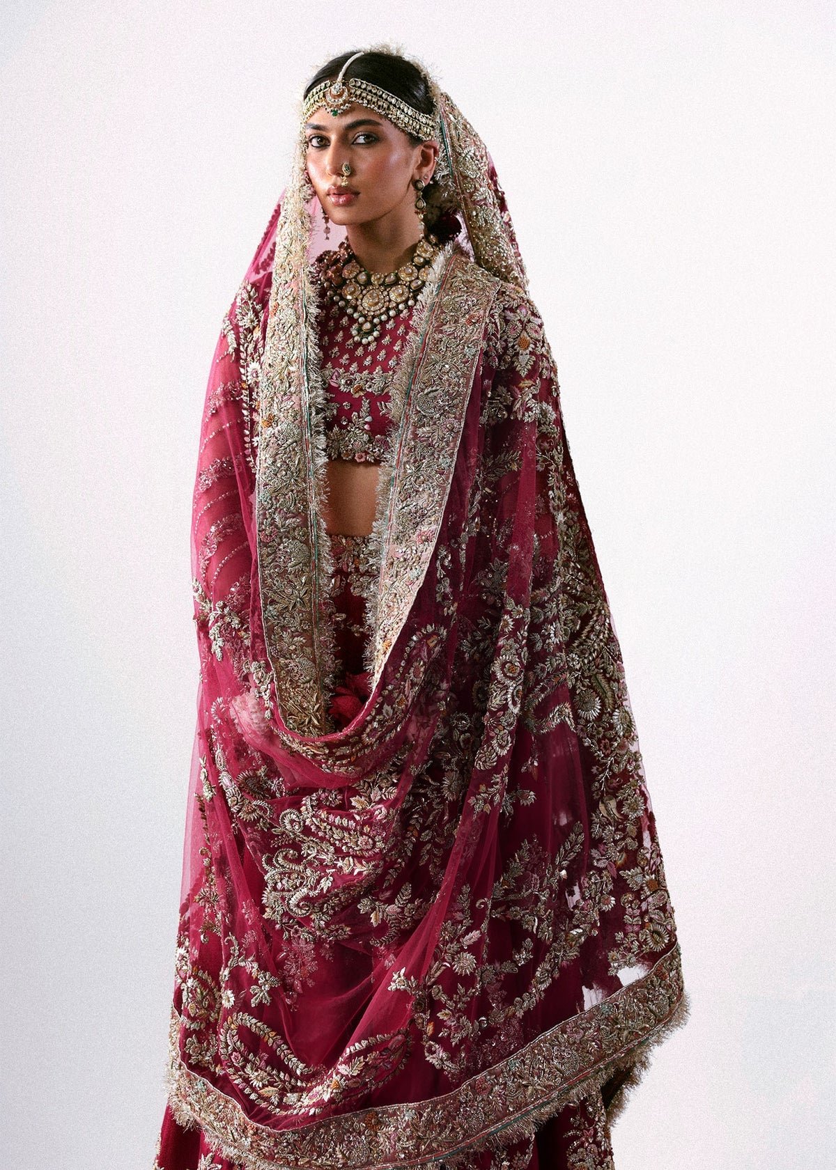 Hussain Rehar Hand Embellished Net Party Wear Suit - Close-Up Hand Embellishment Tilla & Pearl Work | IQNAZ