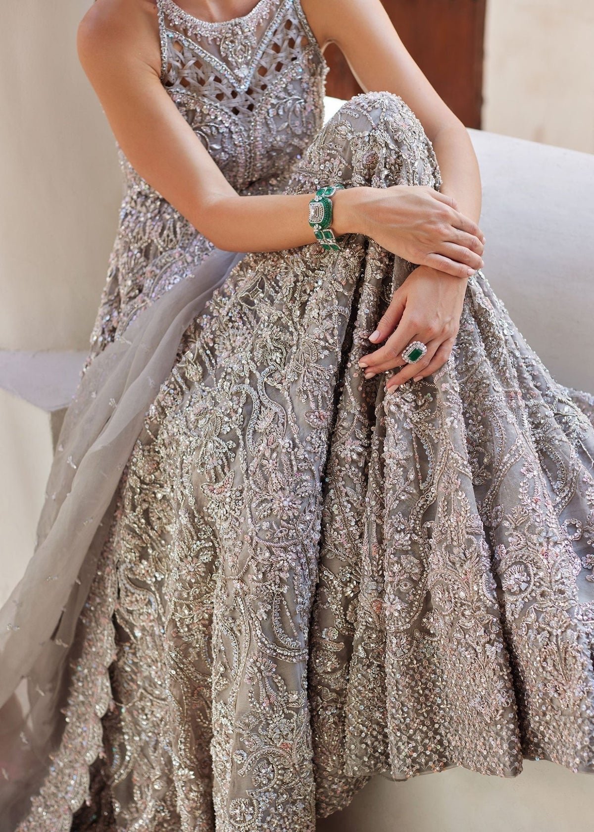 Kanwal Malik Hand Embellished Organza Party Wear Suit - Embroidered Back & Daman Silhouette Detailing | IQNAZ