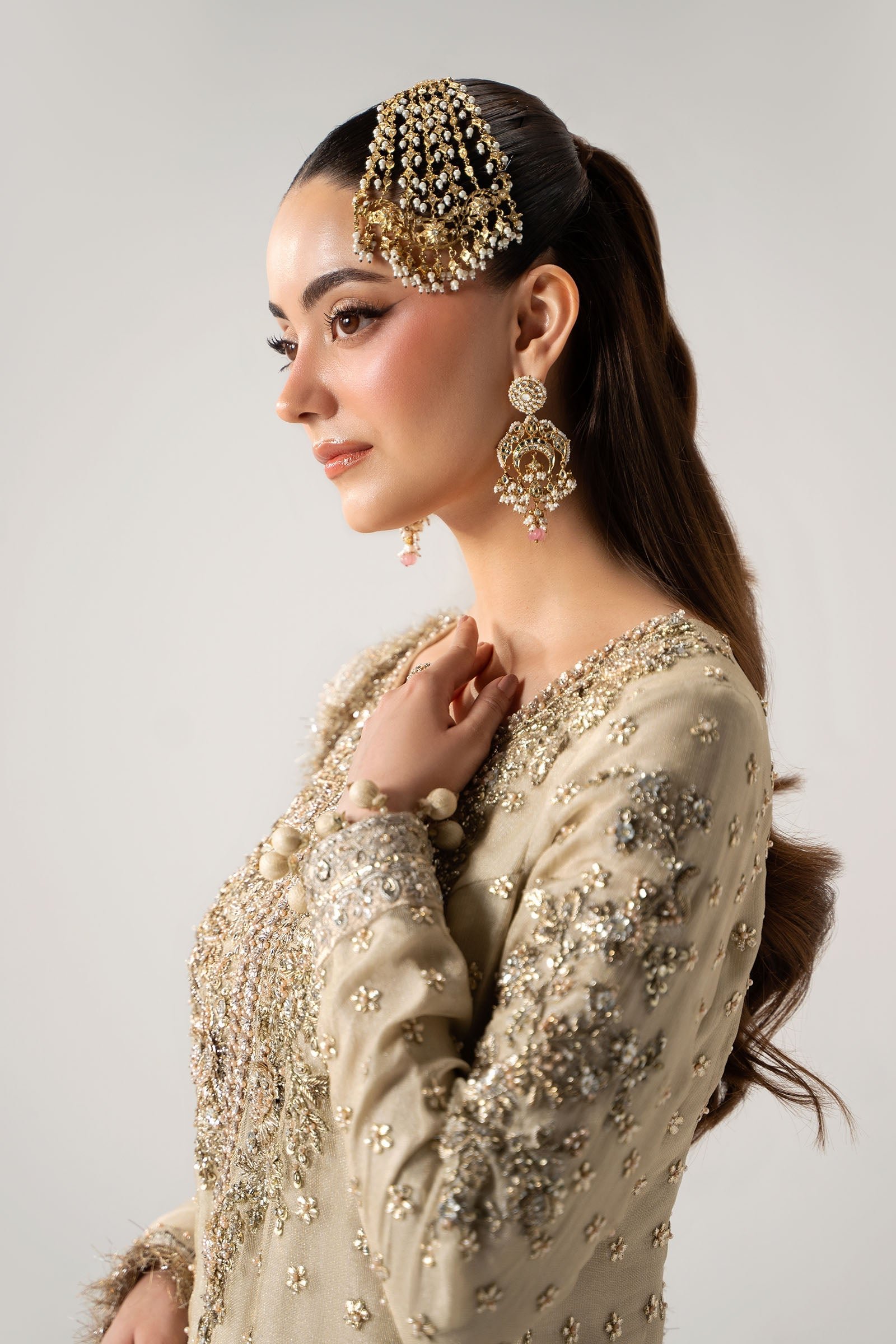 Maria B Hand Embellished Silk Party Wear Suit - Designer Photoshoot Gallery Angle 8 | IQNAZ Couture