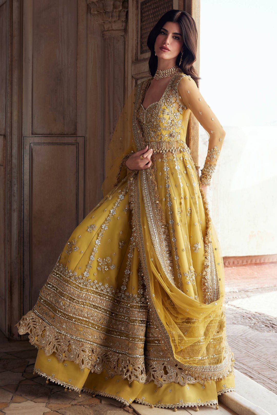 Zaha Surajmukhi Hand Embellished Raw Silk Bridal Lehenga – Trouser & Bottom Fabric Zaha Surajmukhi Hand Embellished Raw Silk Bridal Lehenga - Matching Bottom & Trouser Fabric Details | IQNAZ