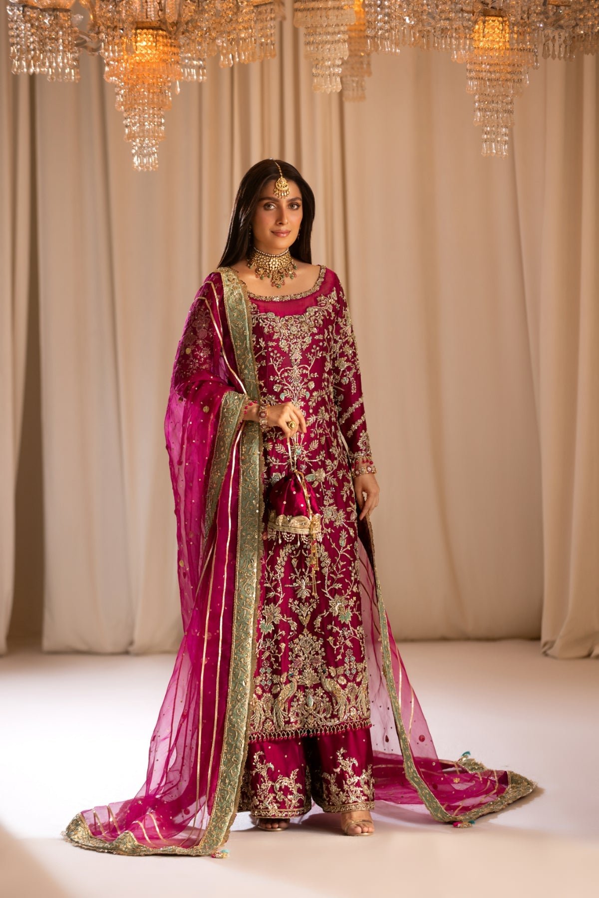 Republic Womens Wear Tabeer Embroidered Organza Party Wear Suit - Matching Bottom & Trouser Fabric Details | IQNAZ