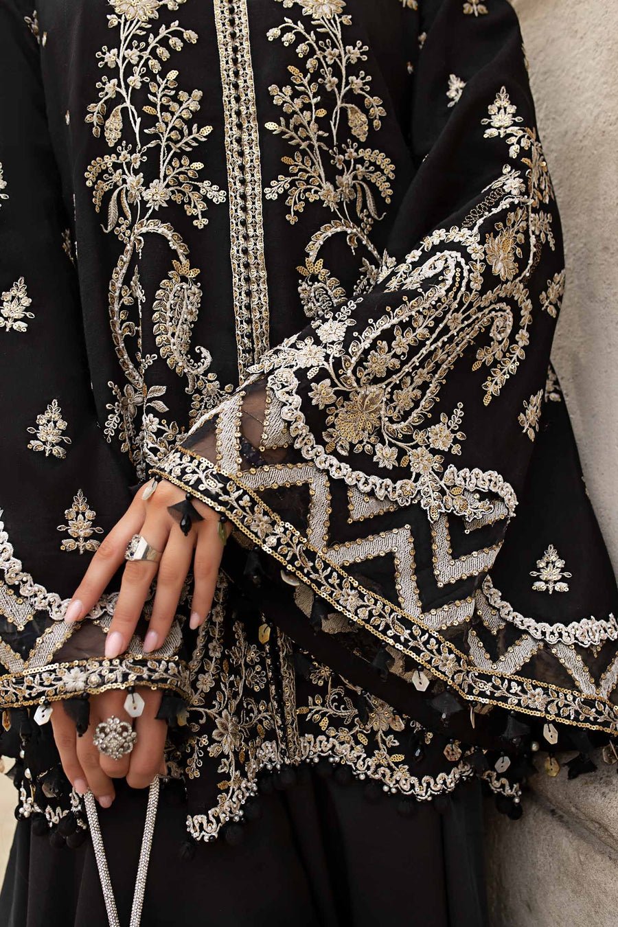 Maria B Embroidered Silk Party Wear Suit - Designer Photoshoot Gallery Angle 9 | IQNAZ Couture