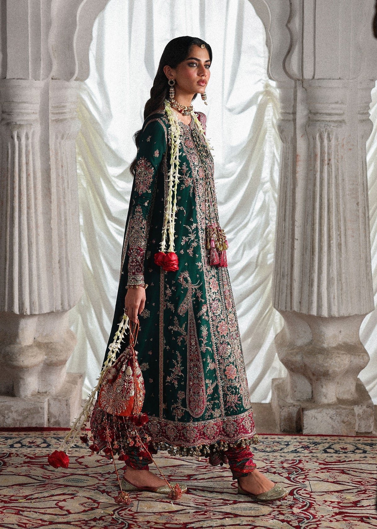 Hussain Rehar Embroidered Chiffon Party Wear Suit - Four-Sided Embroidered Dupatta & Pallu Border | IQNAZ