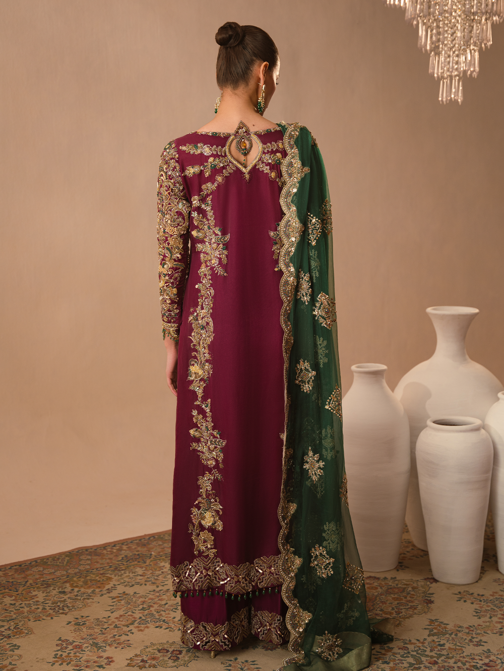 Abeera Usman Embroidered Organza Party Wear Suit - Designer Photoshoot Gallery Angle 6 | IQNAZ Couture