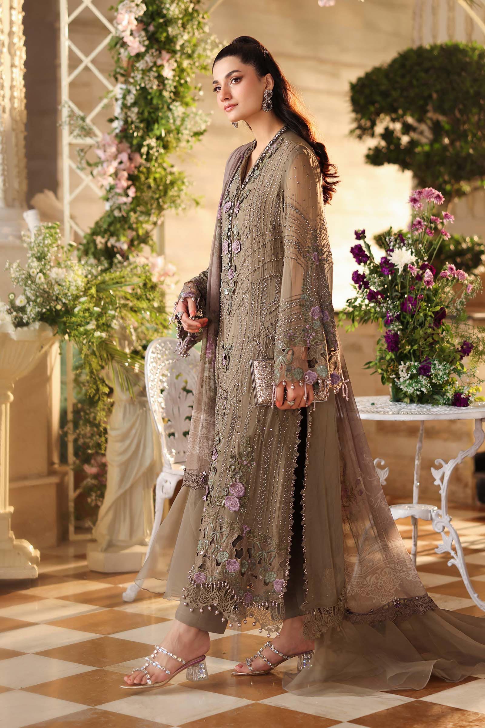 Maria B Embroidered Chiffon Party Wear Suit - Designer Photoshoot Gallery Angle 7 | IQNAZ Couture