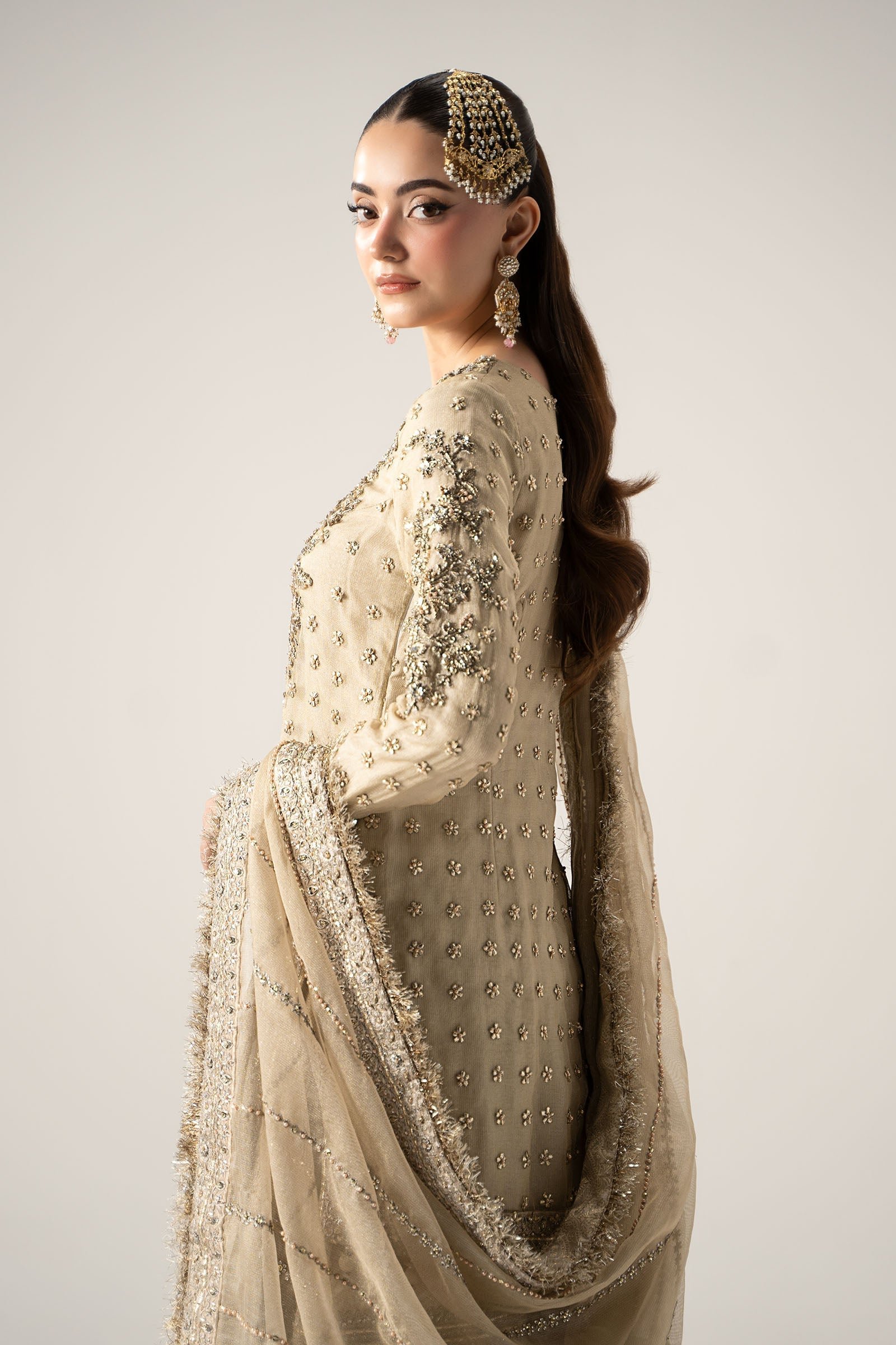 Maria B Hand Embellished Silk Party Wear Suit - Designer Photoshoot Gallery Angle 17 | IQNAZ Couture
