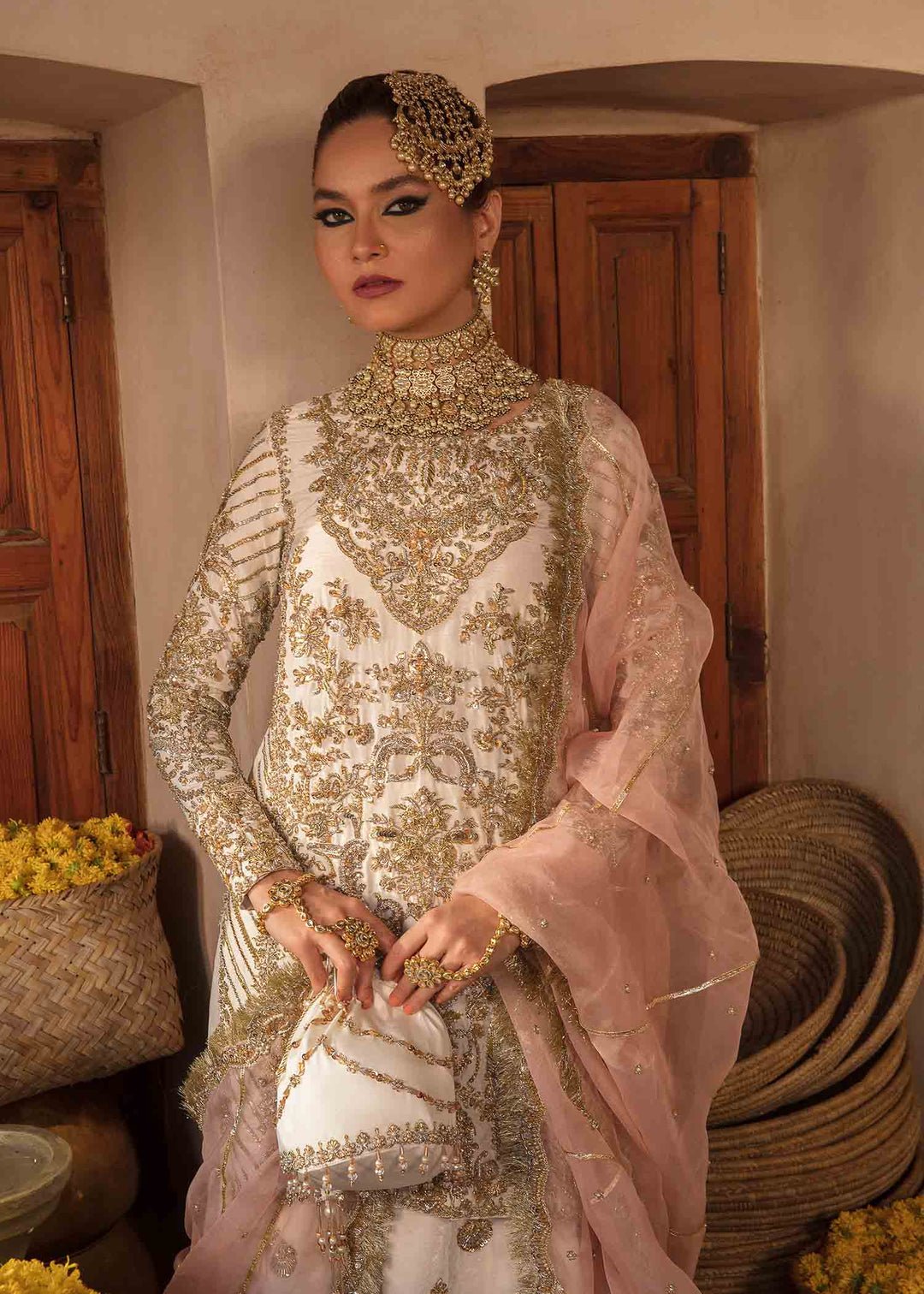 Kanwal Malik Nargis Hand Embellished Organza Formal Frock - Matching Bottom & Trouser Fabric Details | IQNAZ