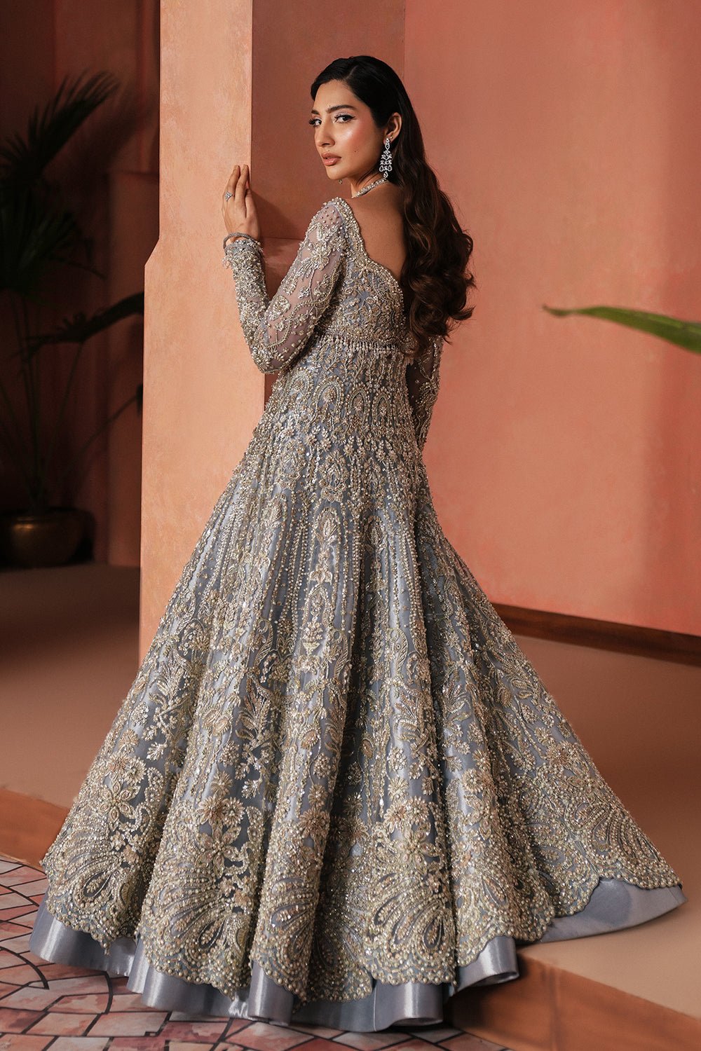 Soraya Anne Hand Embellished Net Bridal Lehenga – Photoshoot Angle 6 Soraya Anne Hand Embellished Net Bridal Lehenga - Designer Photoshoot Gallery Angle 6 | IQNAZ Couture