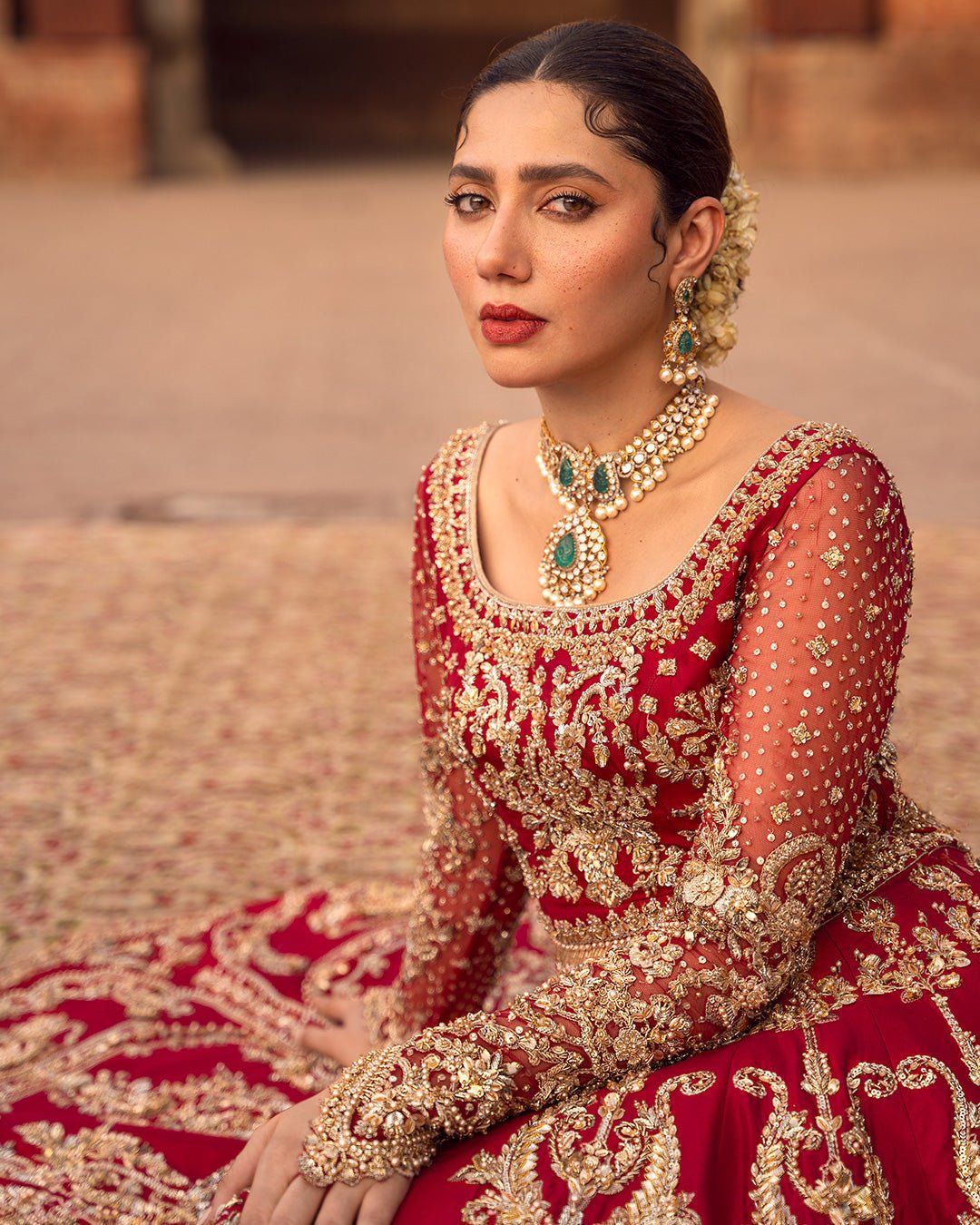 Faiza Saqlain Arusa Hand Embellished Raw Silk Bridal Lehenga – Photoshoot Angle 7 Faiza Saqlain Arusa Hand Embellished Raw Silk Bridal Lehenga - Designer Photoshoot Gallery Angle 7 | IQNAZ Couture