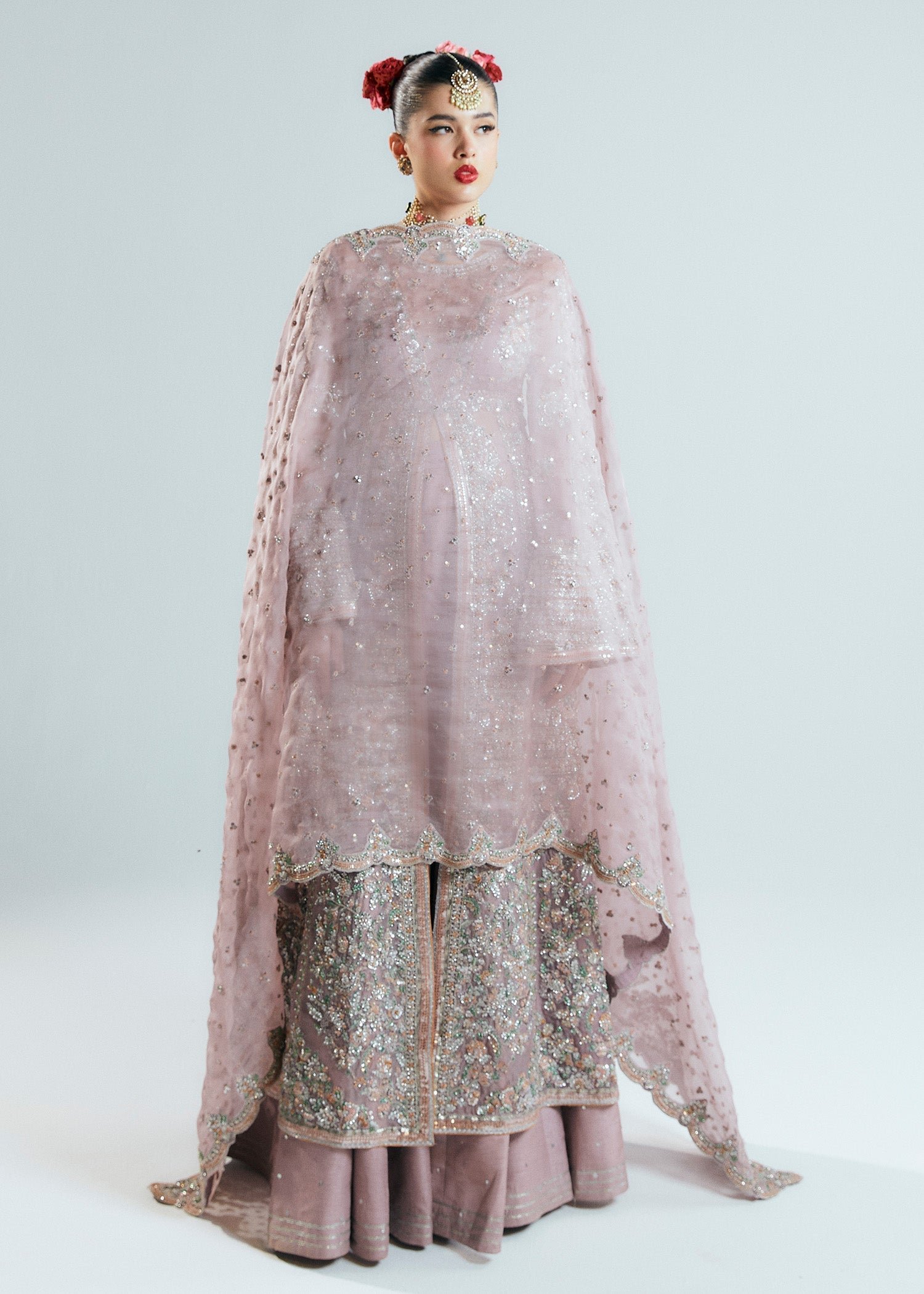 Faiza Saqlain Rosabelle Hand Embellished Organza Party Wear Suit - Designer Photoshoot Gallery Angle 6 | IQNAZ Couture