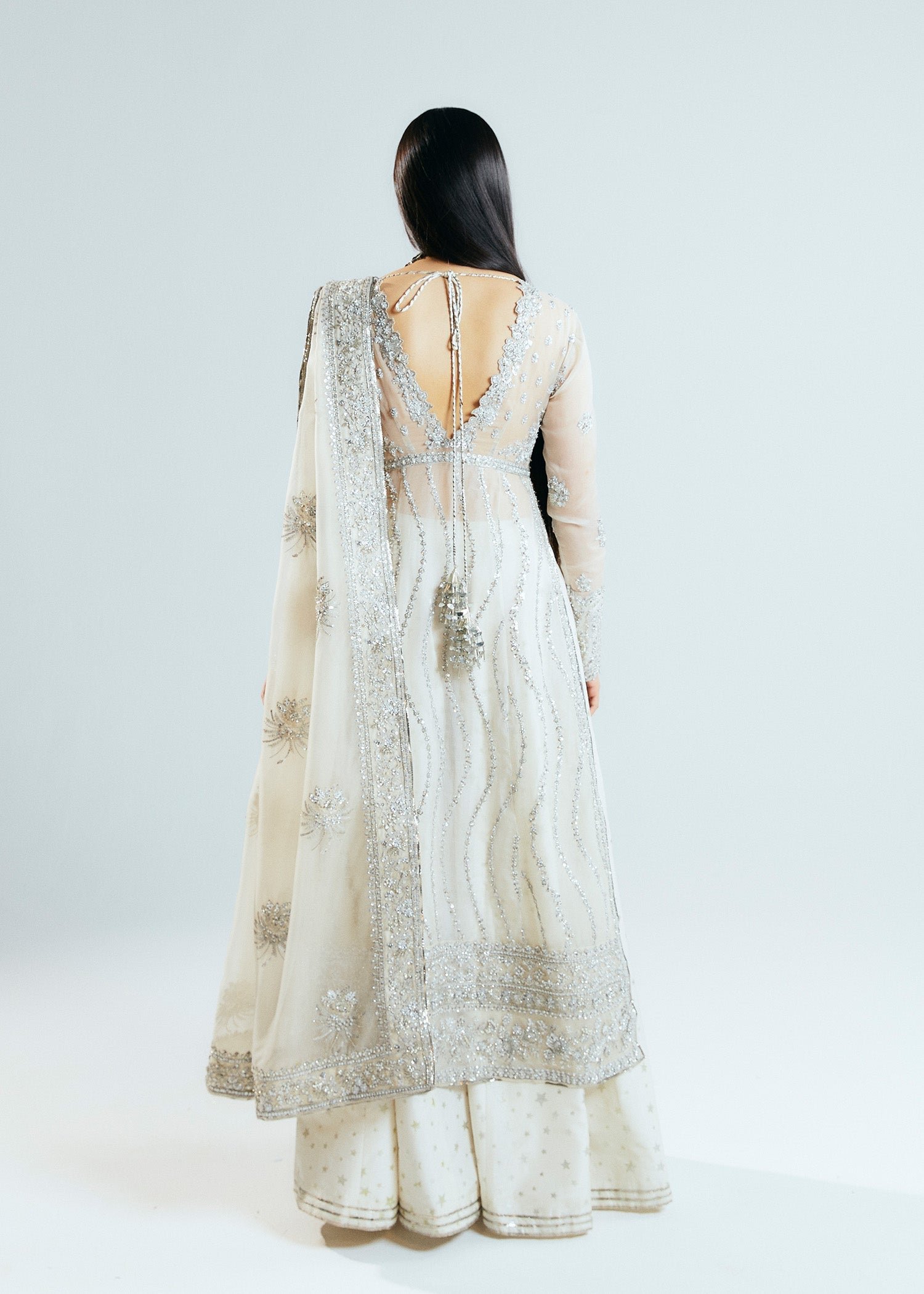 Hussain Rehar Seraph Embroidered Organza Party Wear Suit - Four-Sided Embroidered Dupatta & Pallu Border | IQNAZ