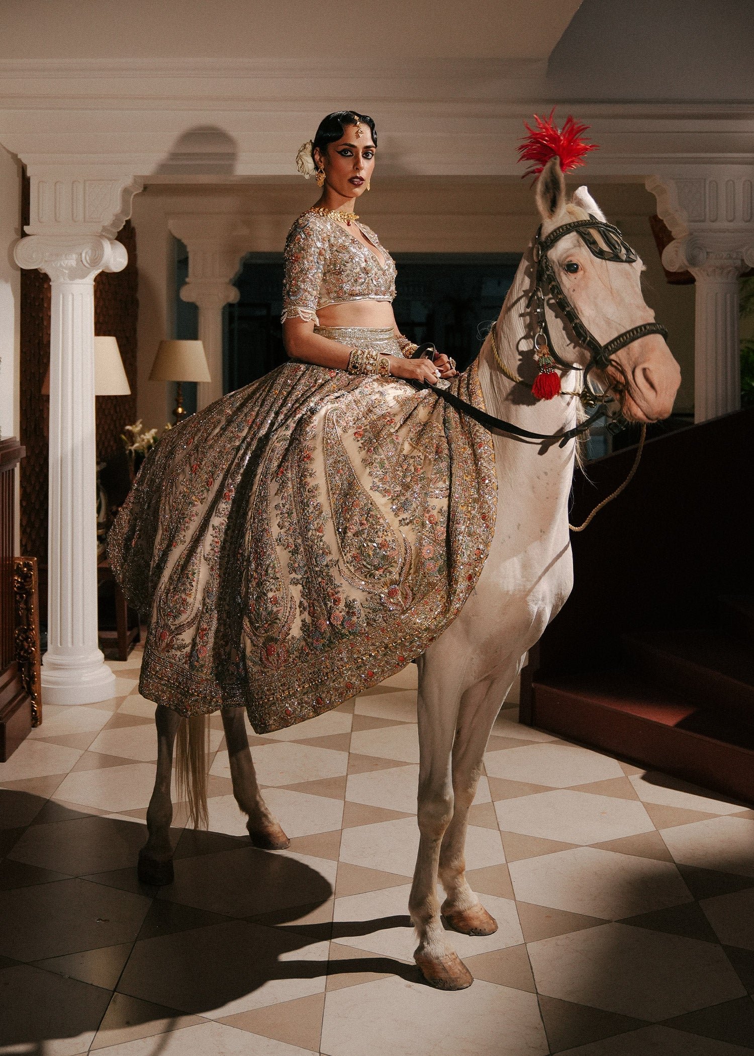 Maria B Sawara Hand Embellished Organza Party Wear Suit – Dupatta & Border Detailing Maria B Sawara Hand Embellished Organza Party Wear Suit - Four-Sided Embroidered Dupatta & Pallu Border | IQNAZ