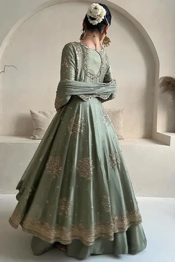Saira Shakira Hand Embellished Silk Party Wear Suit - Four-Sided Embroidered Dupatta & Pallu Border | IQNAZ