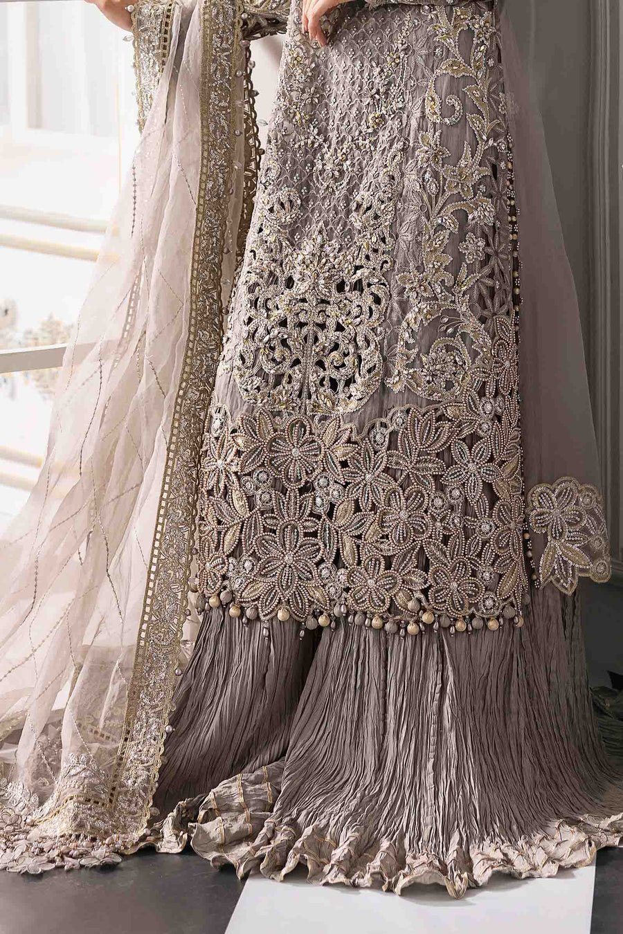 Maria B BD-3006 Hand Embellished Organza Party Wear Suit - Designer Photoshoot Gallery Angle 7 | IQNAZ Couture